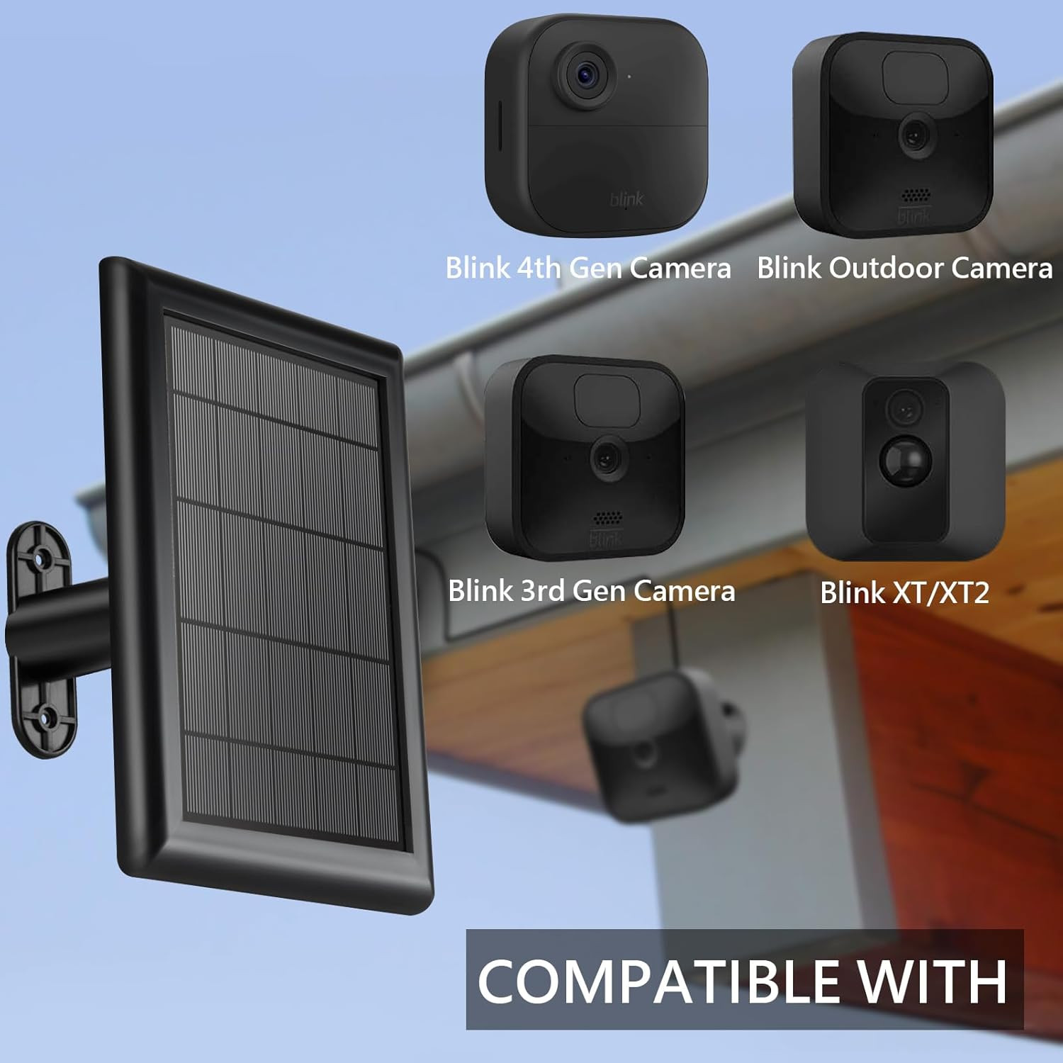 5W Solar Charger with 3500mAh Battery for Blink Outdoor/XT Cameras, Black