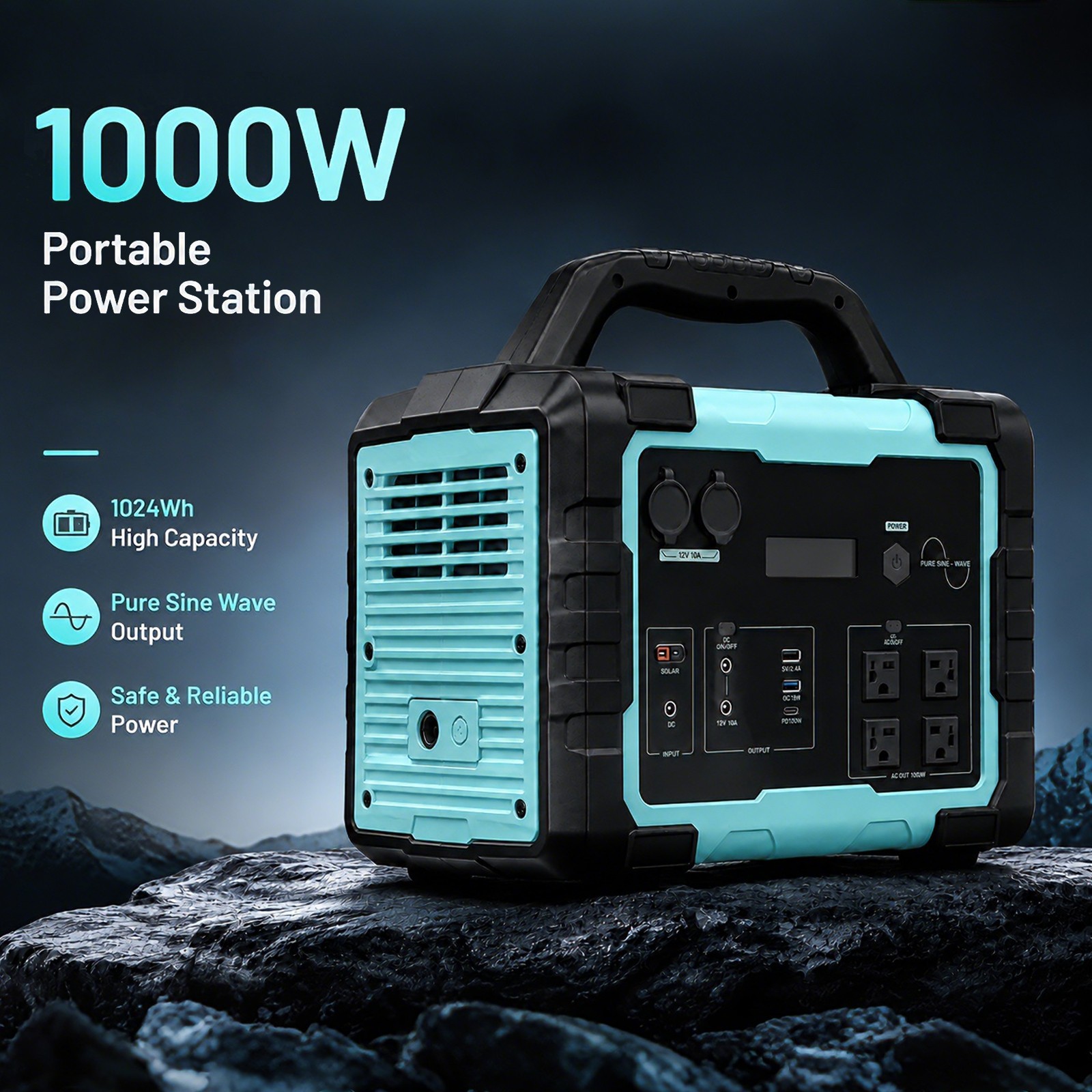 Portable Power Station 1000W Pure Sine Wave Off-Grid Solar Ready Power Bank