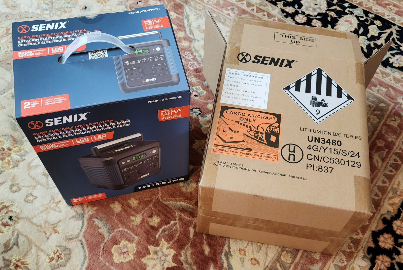 SENIX PS600 600W 1200W Peak Portable Power Station Pure Sine Wave USB-C