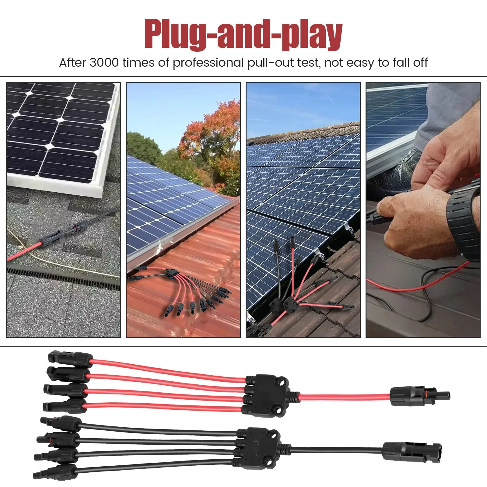 2/4PCS Solar Connectors Waterproof YShaped 5 Way Adapter Solar Cable Parallel Ad