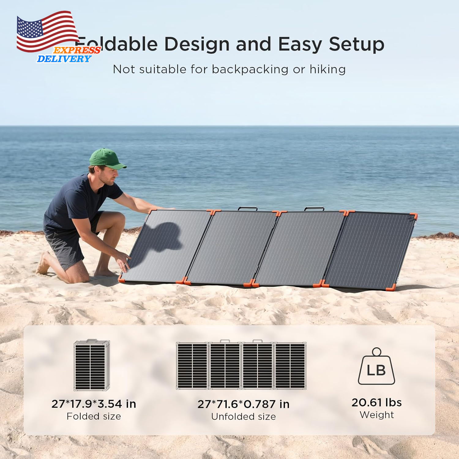 200 Watt Portable Solar Panel with 20A PWM Controller 19V Foldable Solar Charge