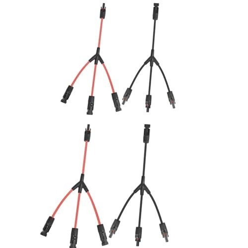 3-to-1 Solar Panel Y Branch Connectors, 1500V DC 30A, Universal 10AWG, 2 Pairs