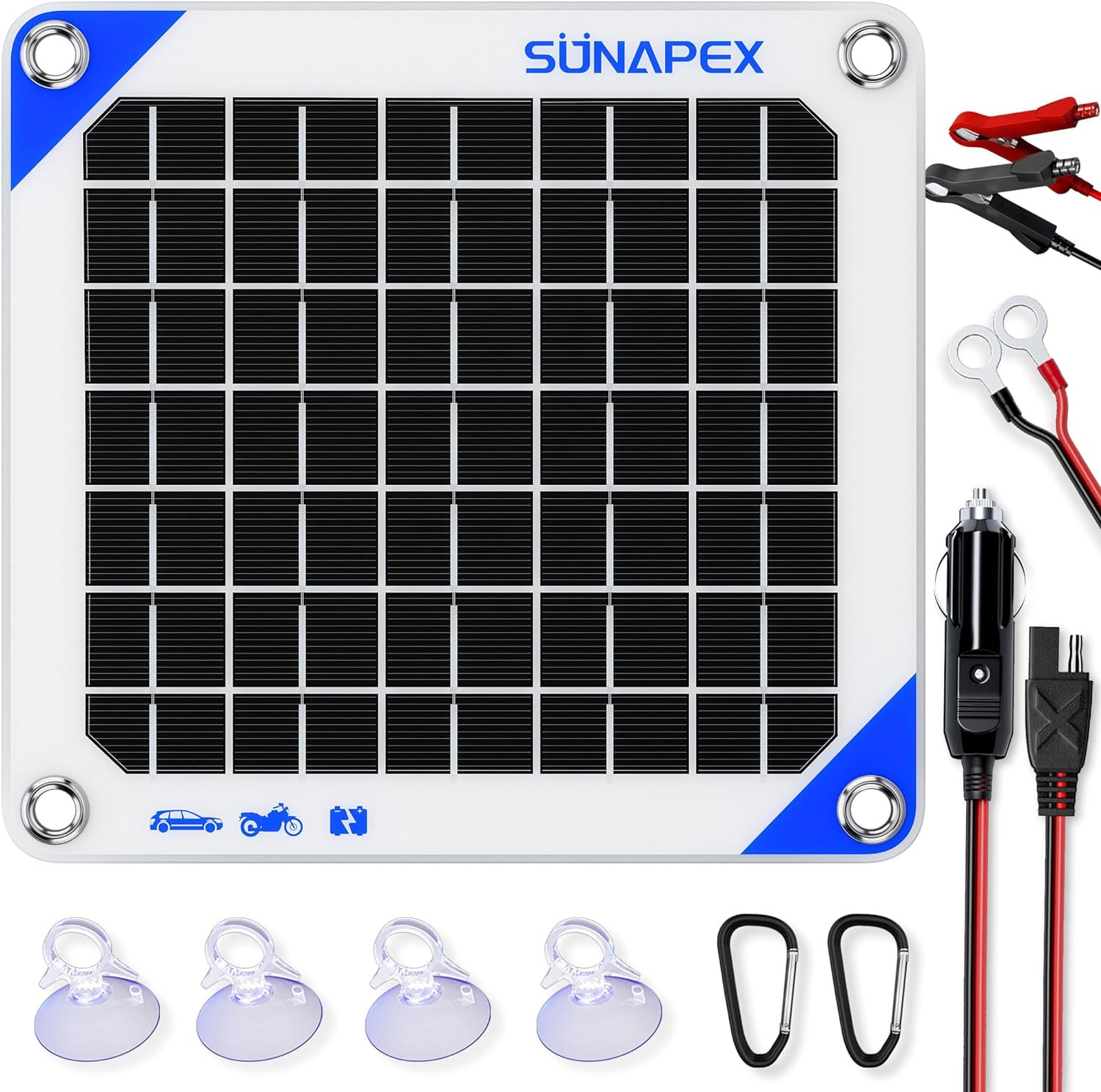 Solar Battery Charger Maintainer, 5W 12V Portable Waterproof Solar Panel Trickle