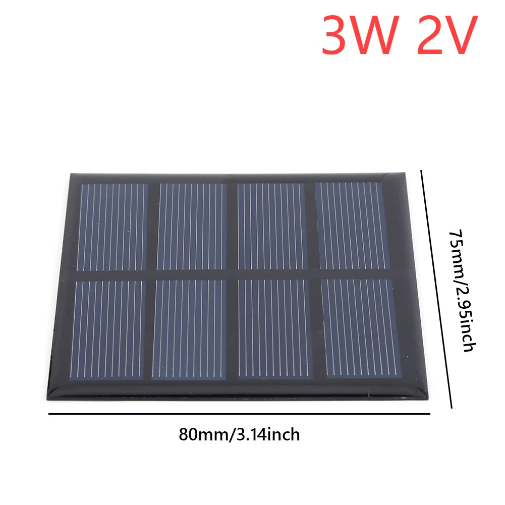 2pcs Solar Panel 3/5W 5/12V Micro Solar Board Portable Fast Charger Polysilicon