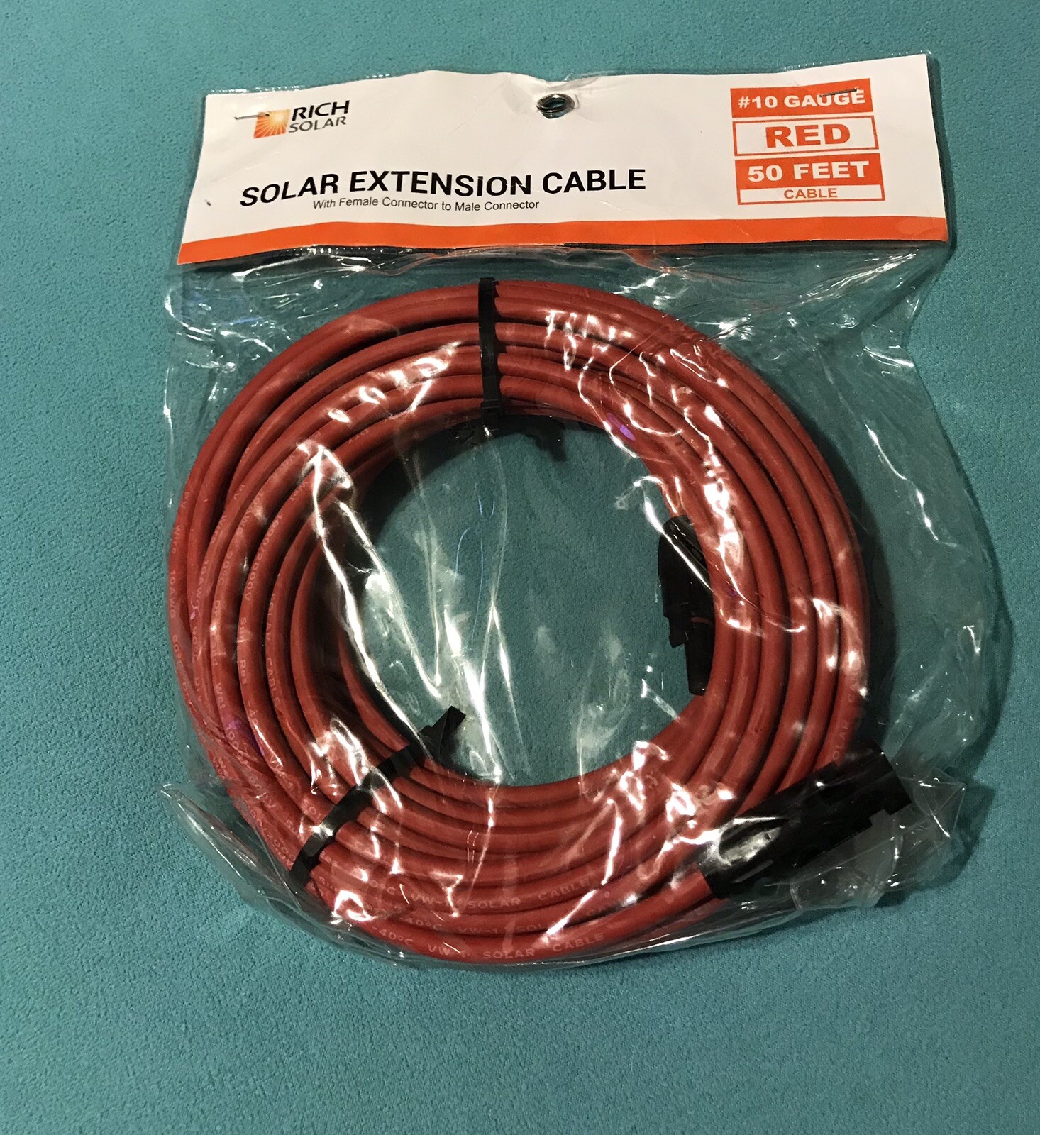 Rich Solar / Solar / Extension Cable / 50 Feet / #10 Gauge / Red / RS-50102