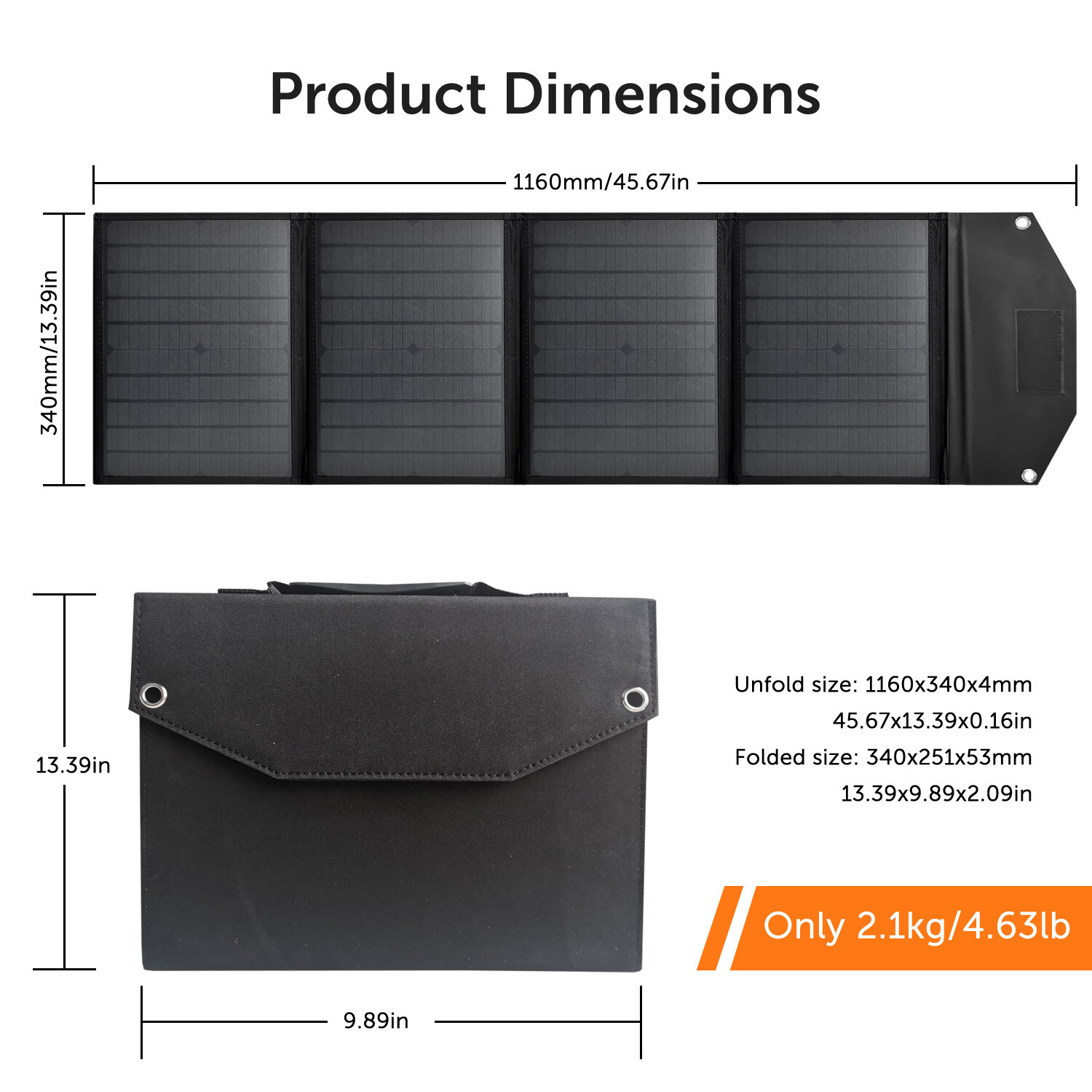 40W Folding Solar Charging Panel-Charge Smartphones/Tablets/Other Devices