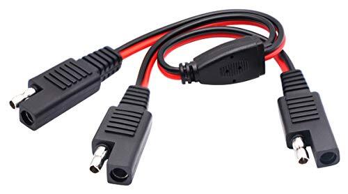 2PC SAE Adapter Y Cable Sae 1 To 2 Solar Panel Connector Cable 18AWG 30CM