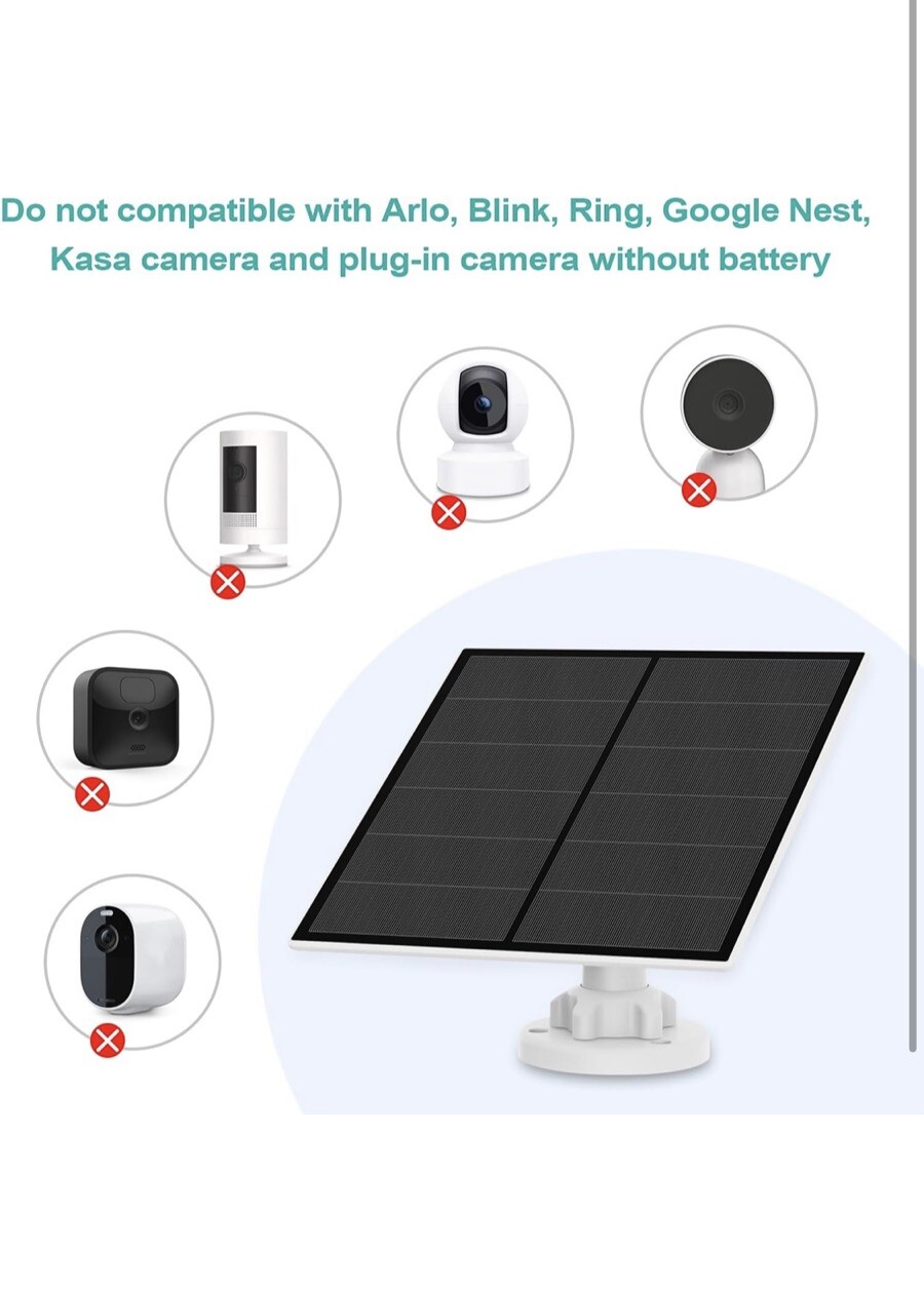 2 Pack Solar Panels 5v 5 Watts Solar Panels for Wireless Outdoor Cameras White