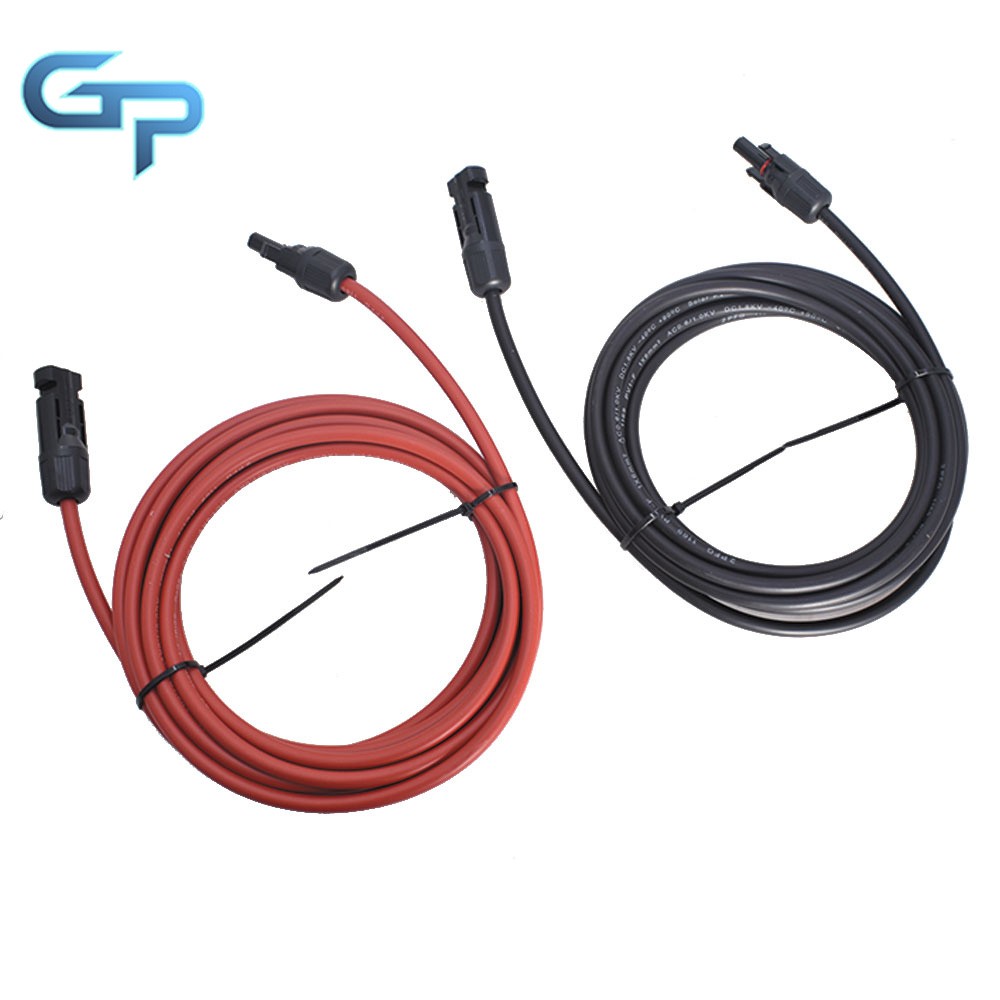 New 1 Pair 15ft Solar Panel Extension Cable Wire Connector Black + Red 10 AWG