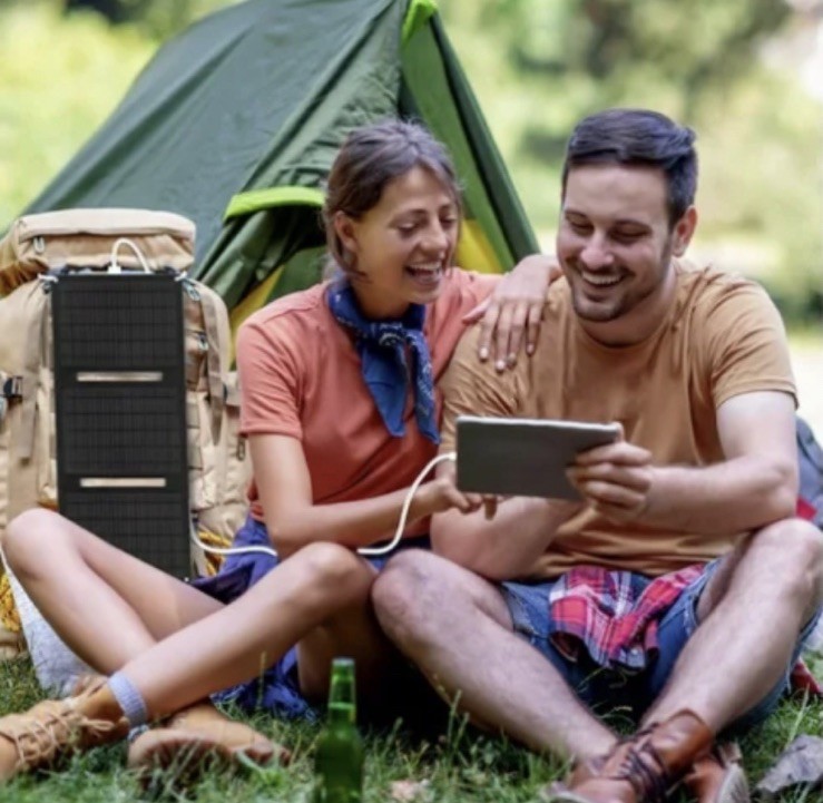 Portable Solar 15 Watts and Q 10000mAh Power Bank, Slim Portable Charger