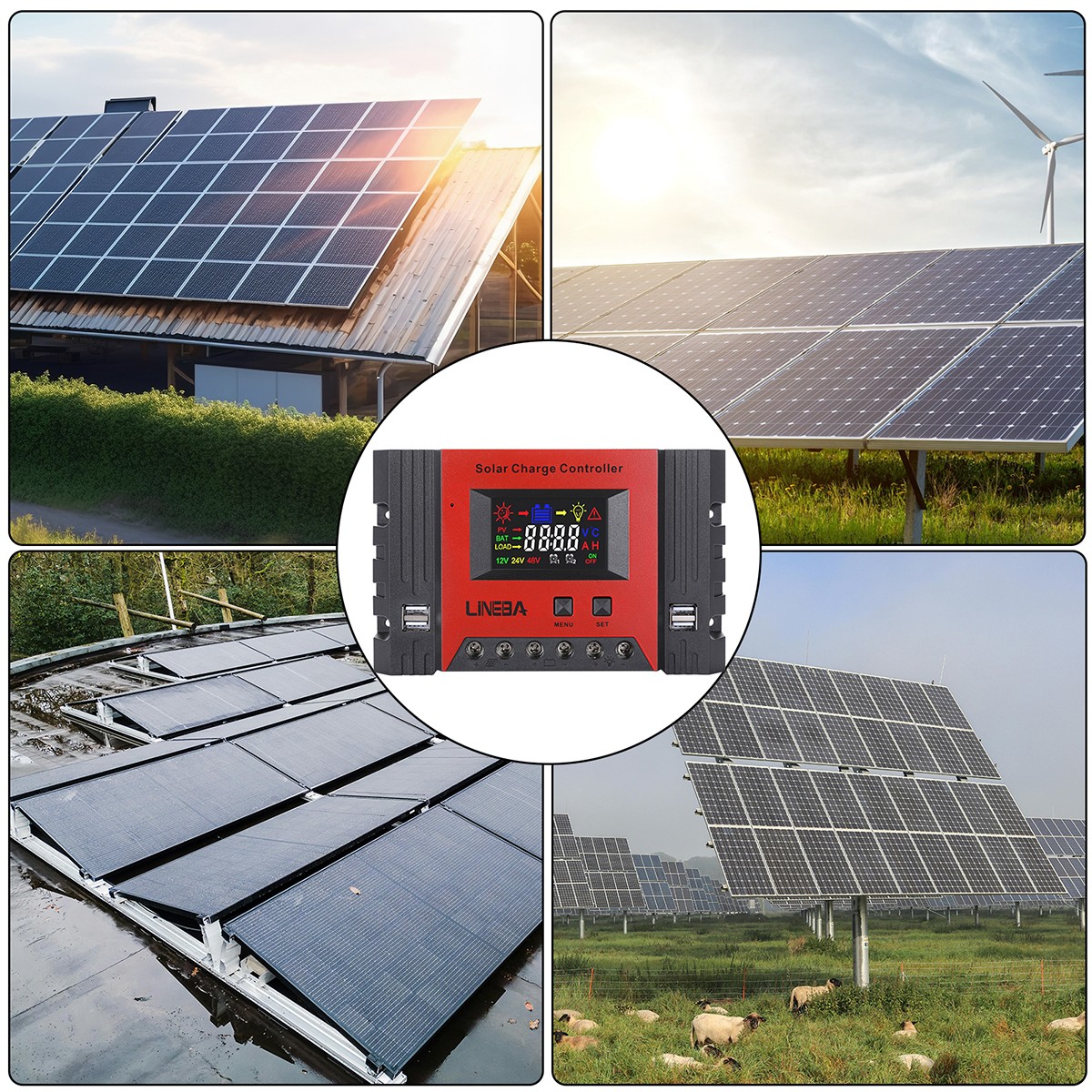 5200W PWM Solar Charge Controller 100A 12V 24V 48V USB Battery PV Regulator Auto