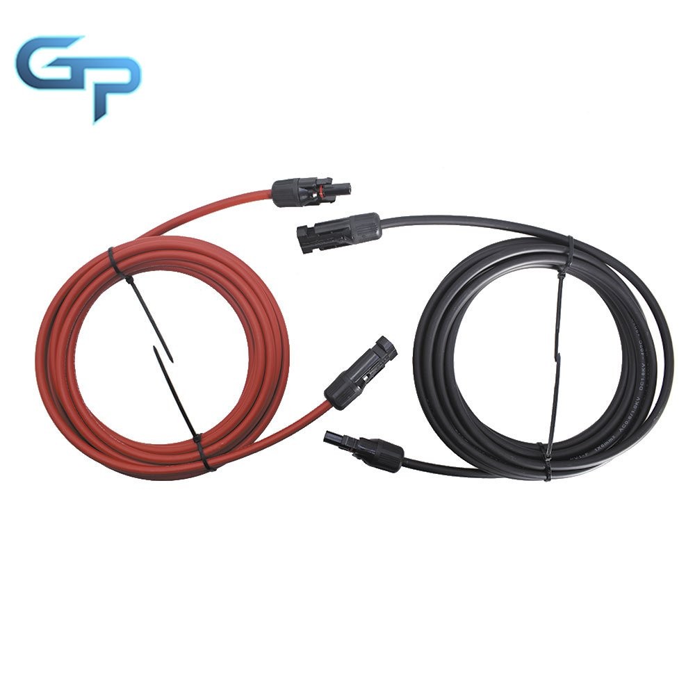 New 1 Pair 15ft Solar Panel Extension Cable Wire Connector Black + Red 10 AWG