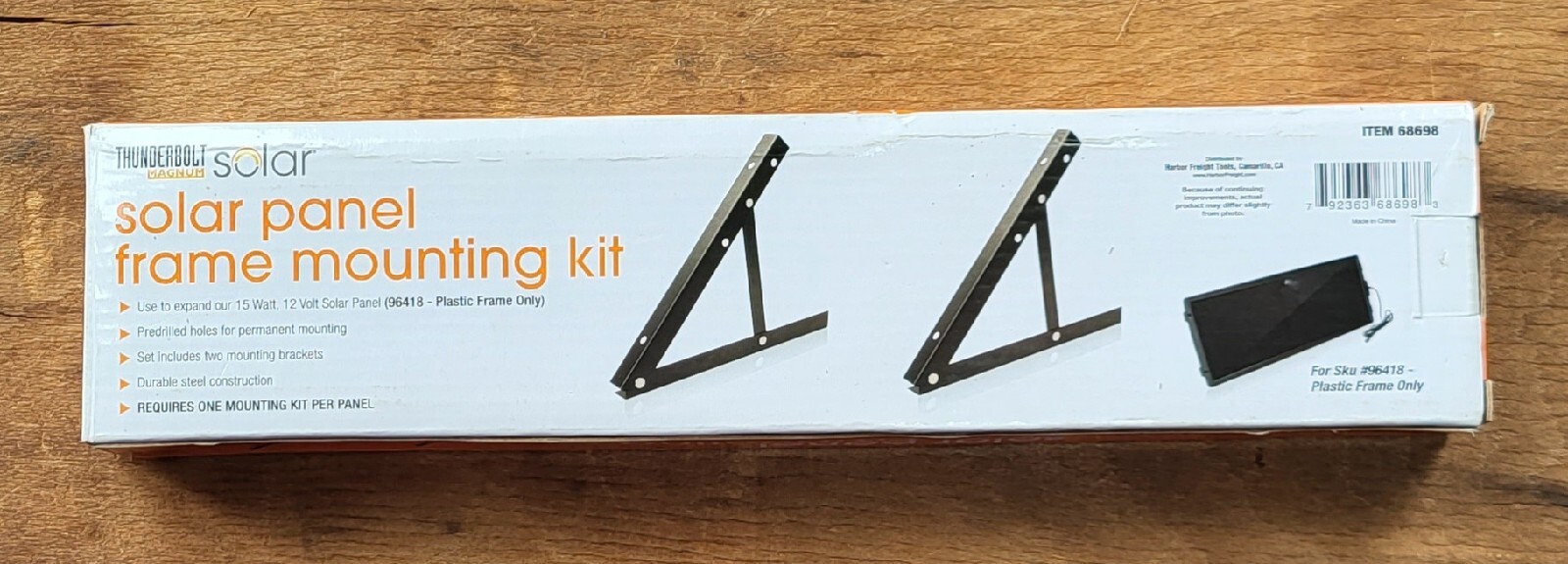 Thunderbolt Magnum Solar Panel Frame Mounting Kit ITEM 68698 NIP For 15 Watt 12V