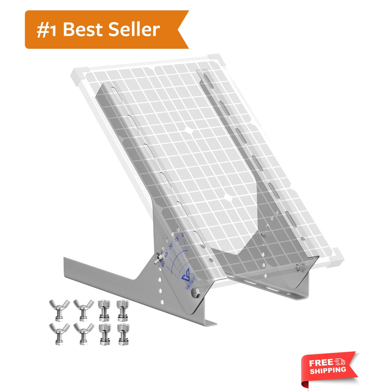 13.8in Adjustable Solar Panel Mount Stand 0-60°Tilt Bracket | Stainless Steel…
