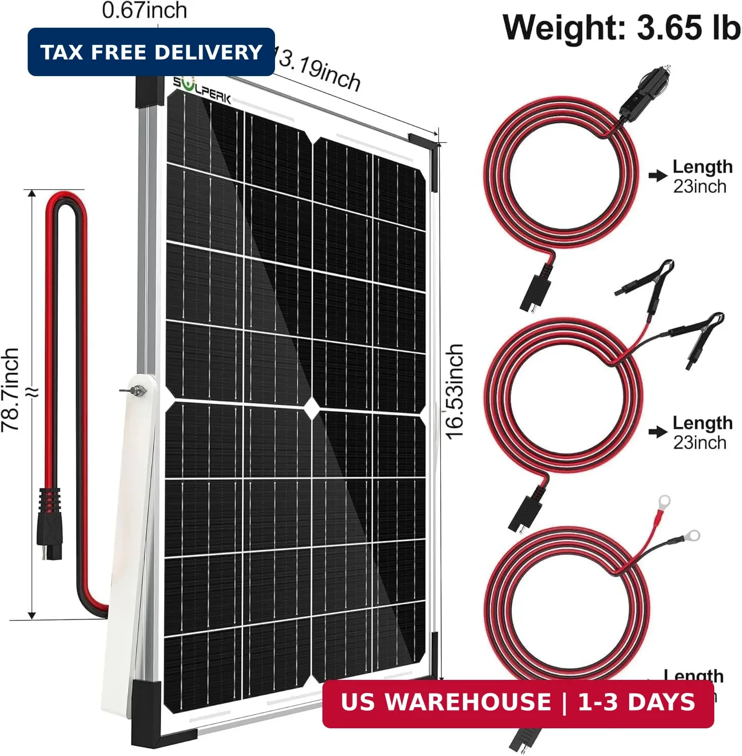 SOLPERK 12V 50W Solar Battery Charger, 2pcs 25W Solar Battery Maintainer+Waterpr