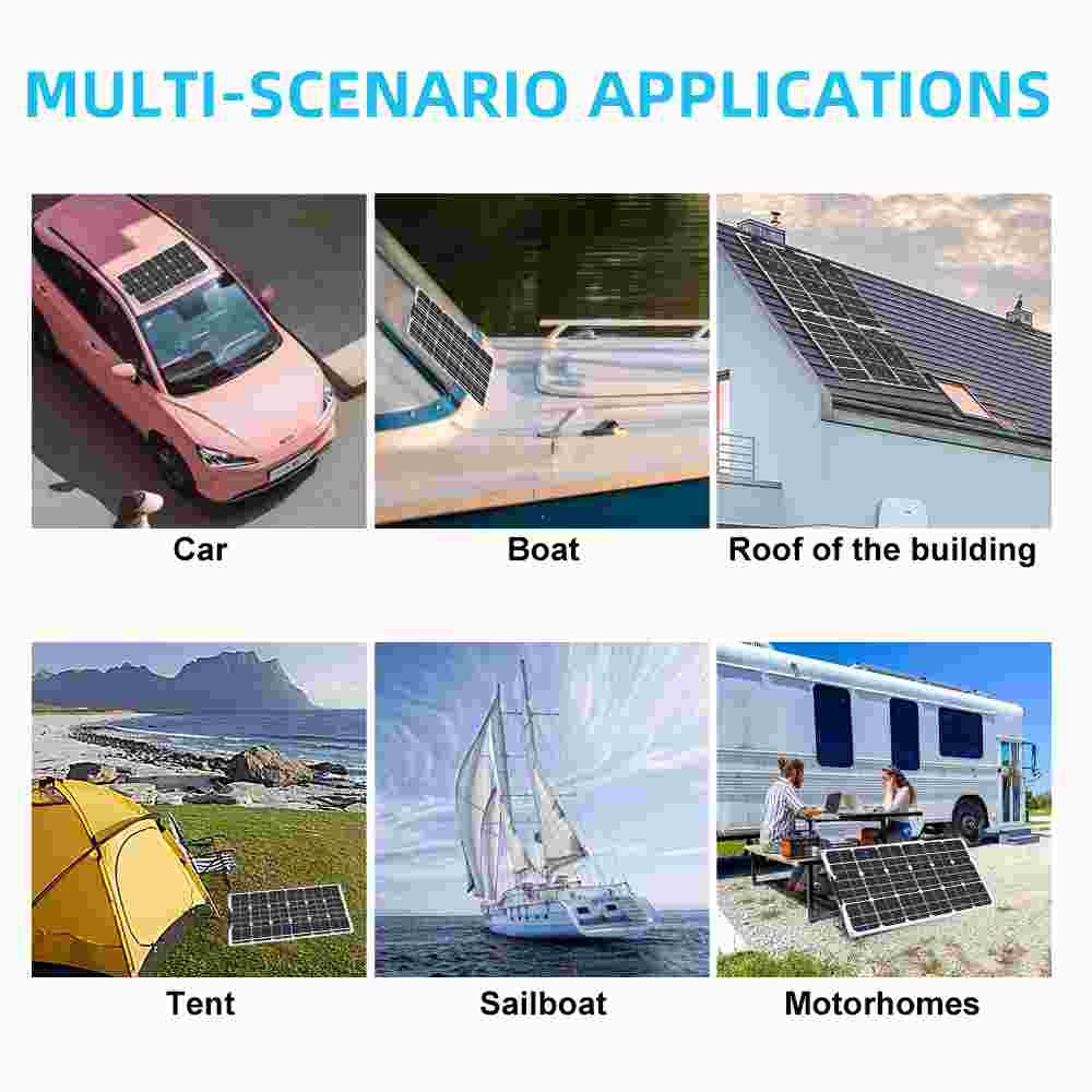 200W Watt Flexible 12V Mono Solar Panel Home RV Rooftop Camping Off-Grid Power