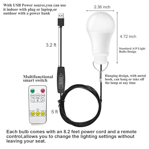 USB Light,USB Lamp,Camping Lights,7W Dimmable Hanging Portable Soft White