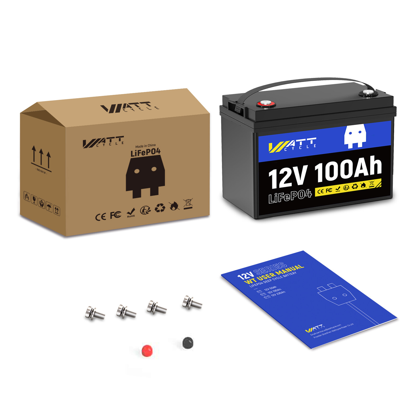12V 100Ah LiFePO4 Lithium Battery 100A BMS for RV Off-grid Trolling Motor