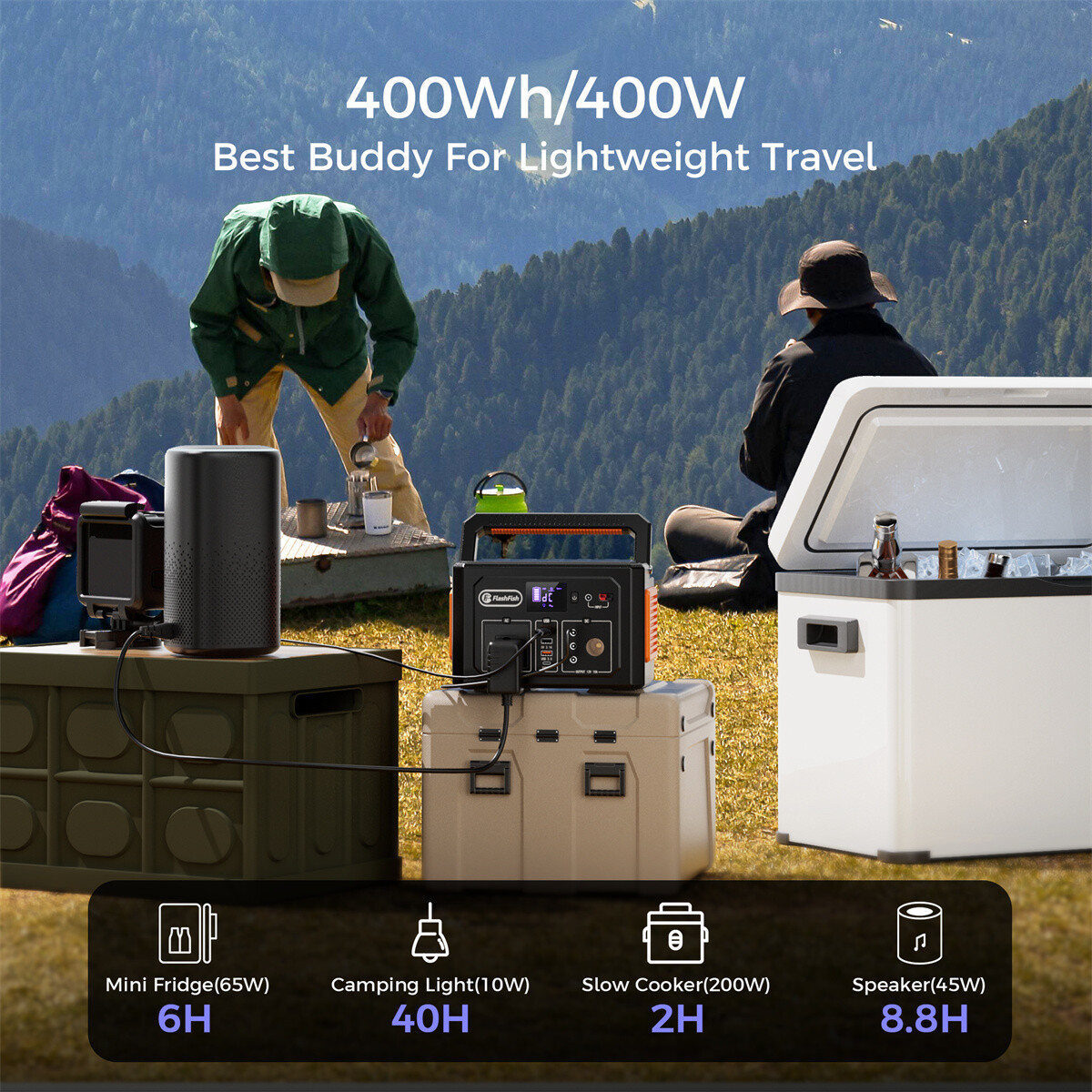 Flashfish K53 Portable Power Station 400W 400Wh Solar Generators Refurbished