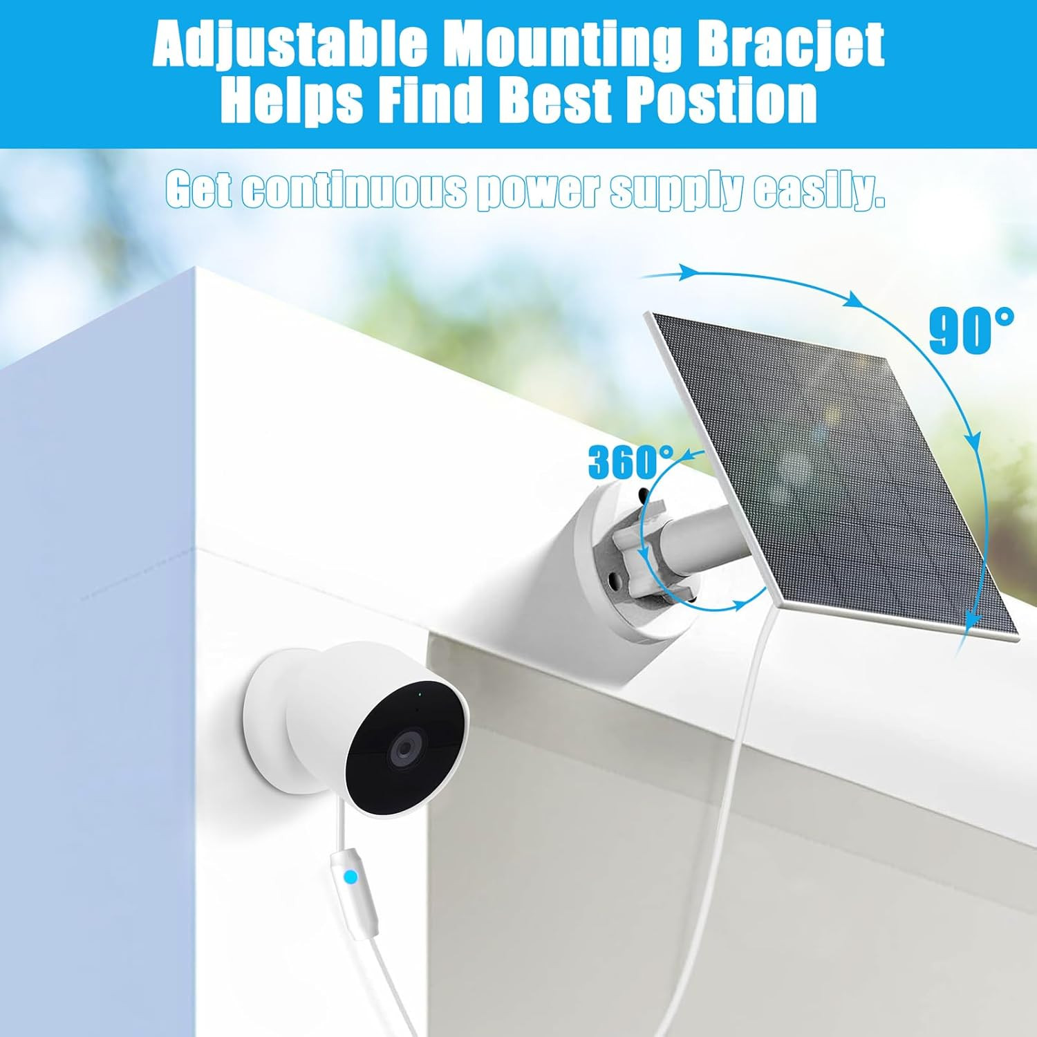 6W Solar Panel Compatible with Google Nest Camera Outdoor & Indoor (Battery Vers