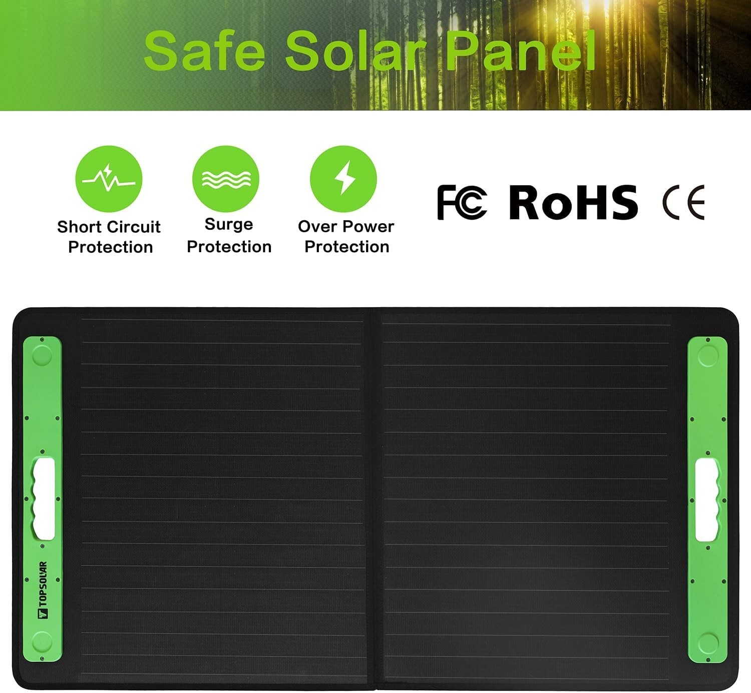 Durable 100W Solar Panel Charger with Short Circuit Protection & Travel Design