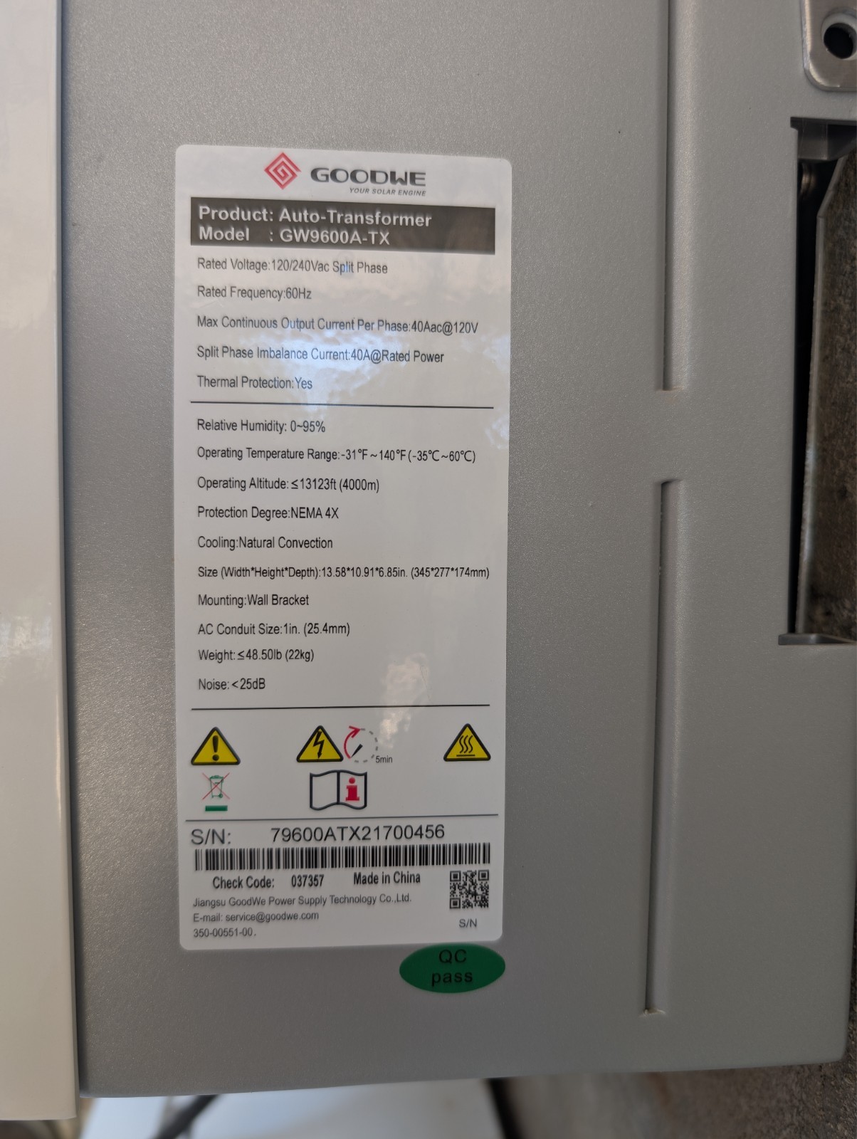 NEW 7.6KW Solar System with GOODWE 7600A-ES hybrid and 10Kwh CATL Battery(LFP)