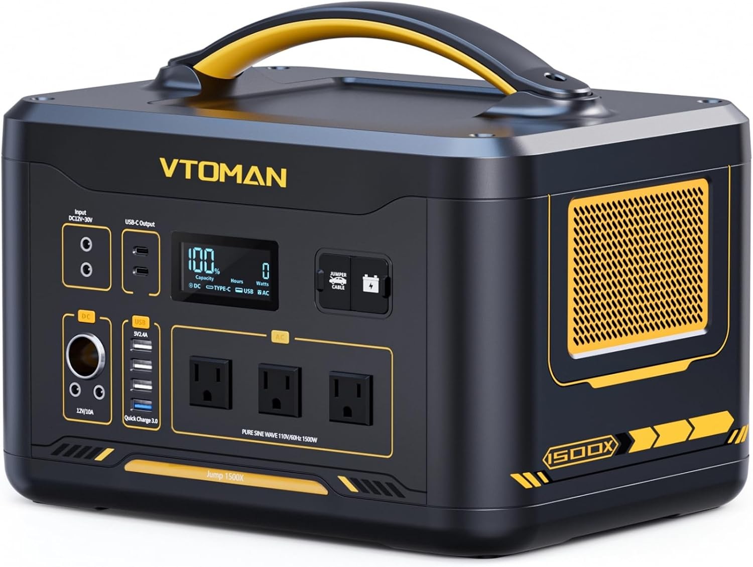 VTOMAN Jump 1500X Portable Power Station 1500W (3000W Peak), 828Wh LiFePO4 (LFP)