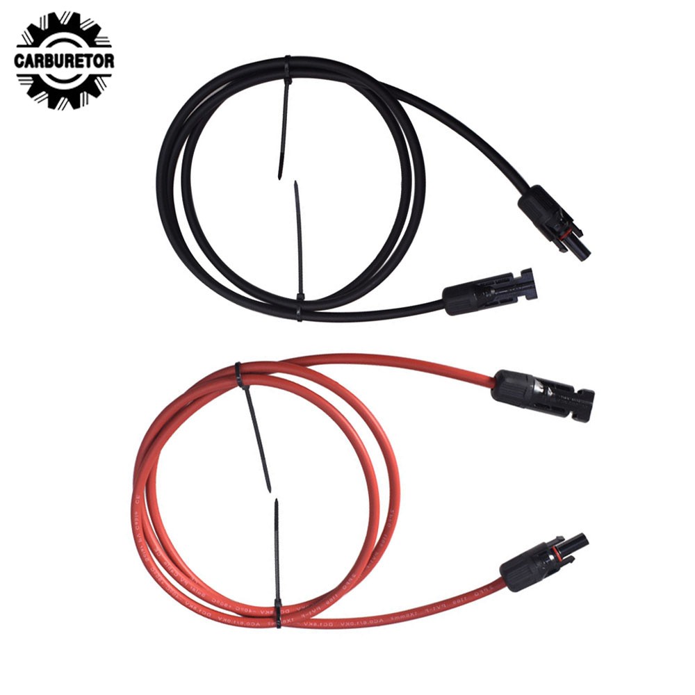 Black + Red 12 AWG Solar Panel Extension Cable Wire Connector 1 Pair 5FT
