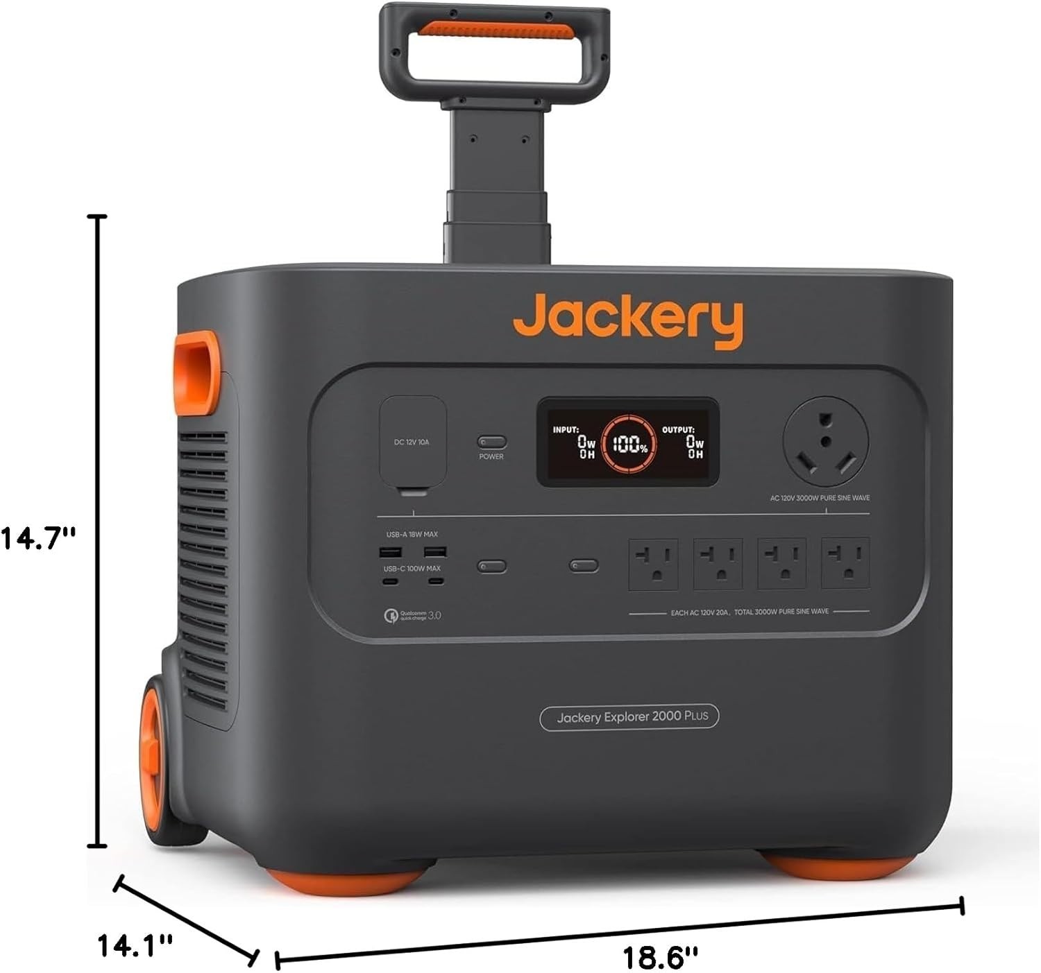 Portable Power Station 2042Wh 3000W LiFePO4 Jackery Explorer 2000 Plus Solar