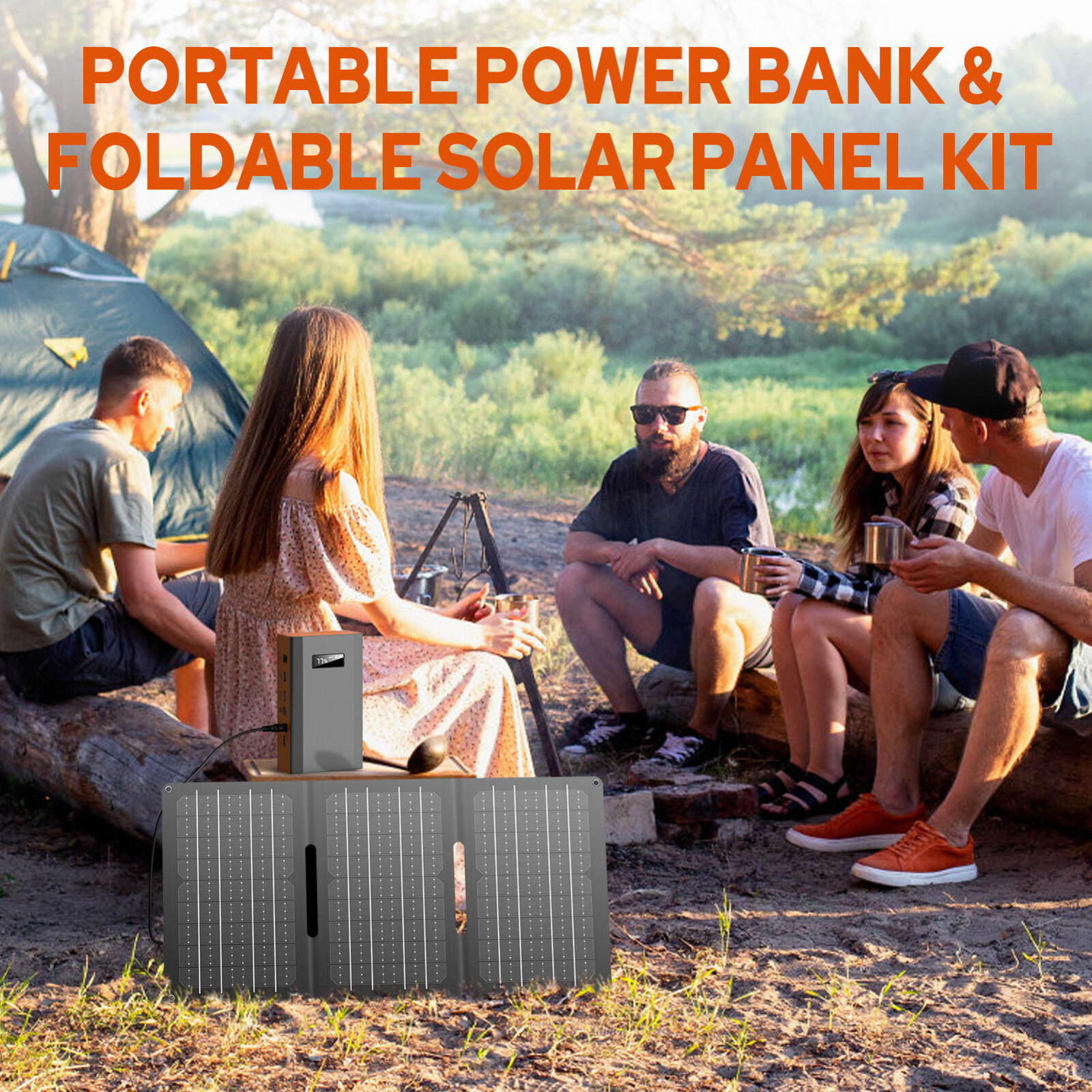 65W AC DC Portable Power Bank Fast Charger Mini Generator & 30W Solar Panel Kit