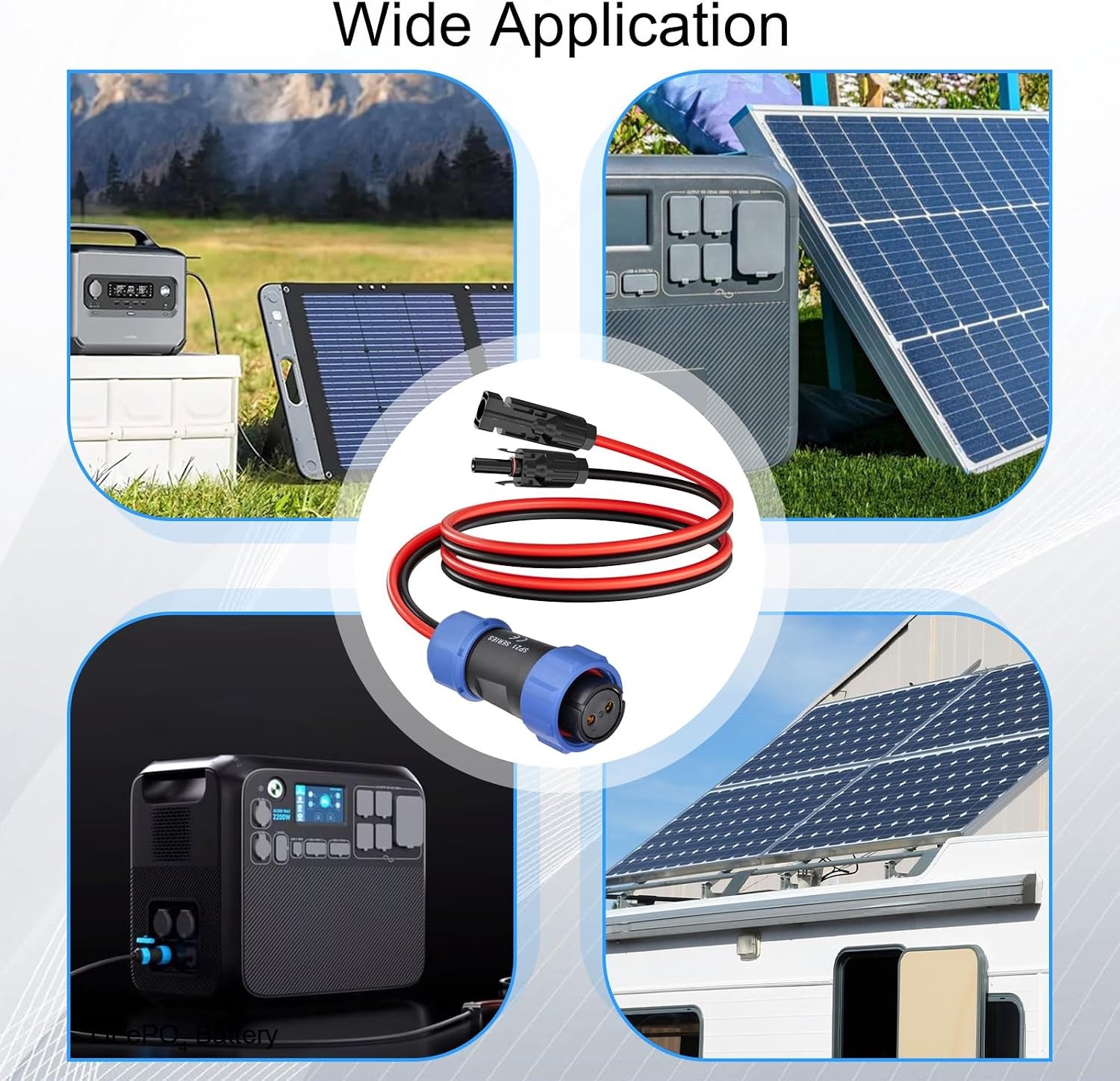 ELFCULB 12AWG Solar to SP21 2-Pin Aviation Cable for Bluetti AC200P AC200MAX