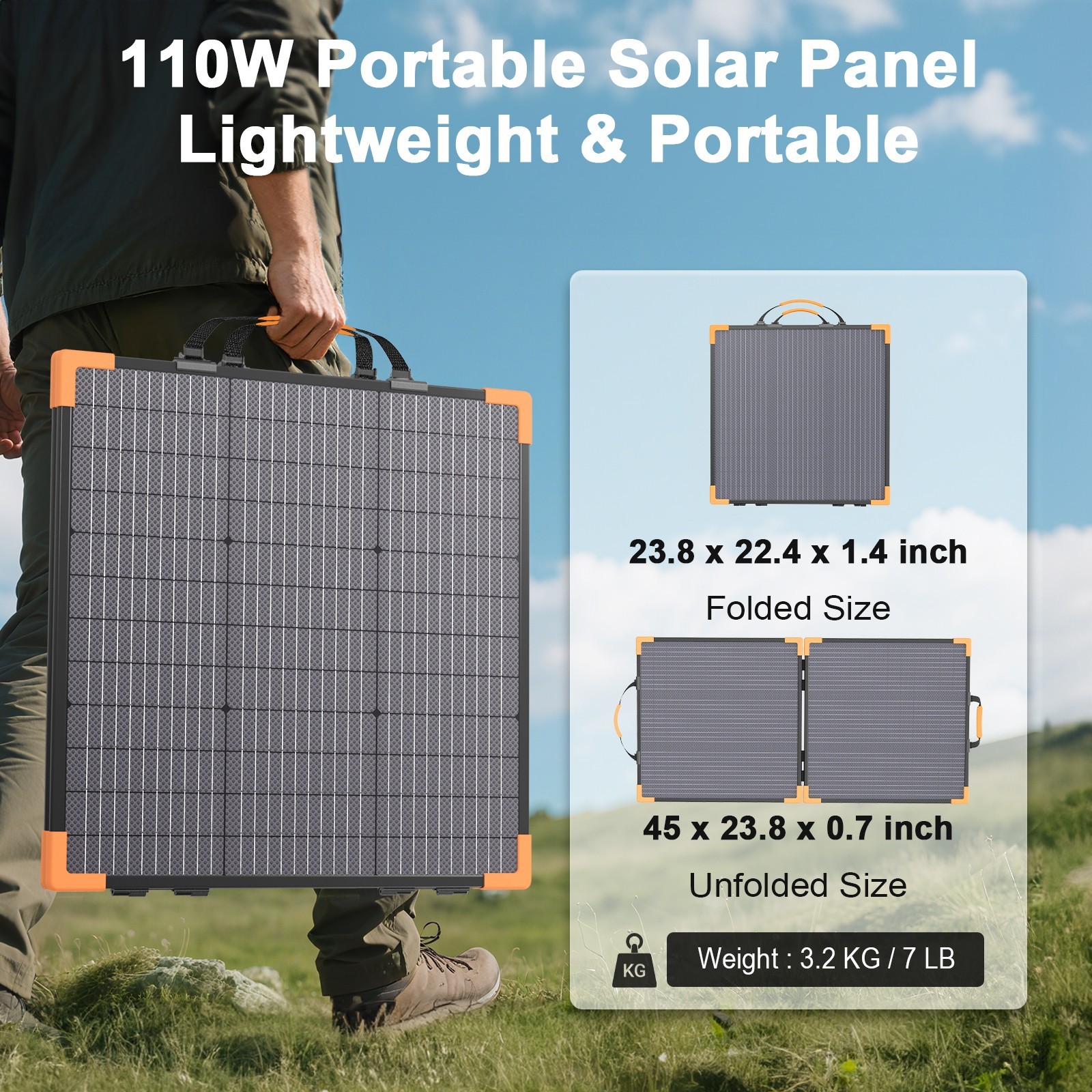 100W Foldable Solar Panel Charger Bifacial Waterproof IP68 for Anker Solix C300