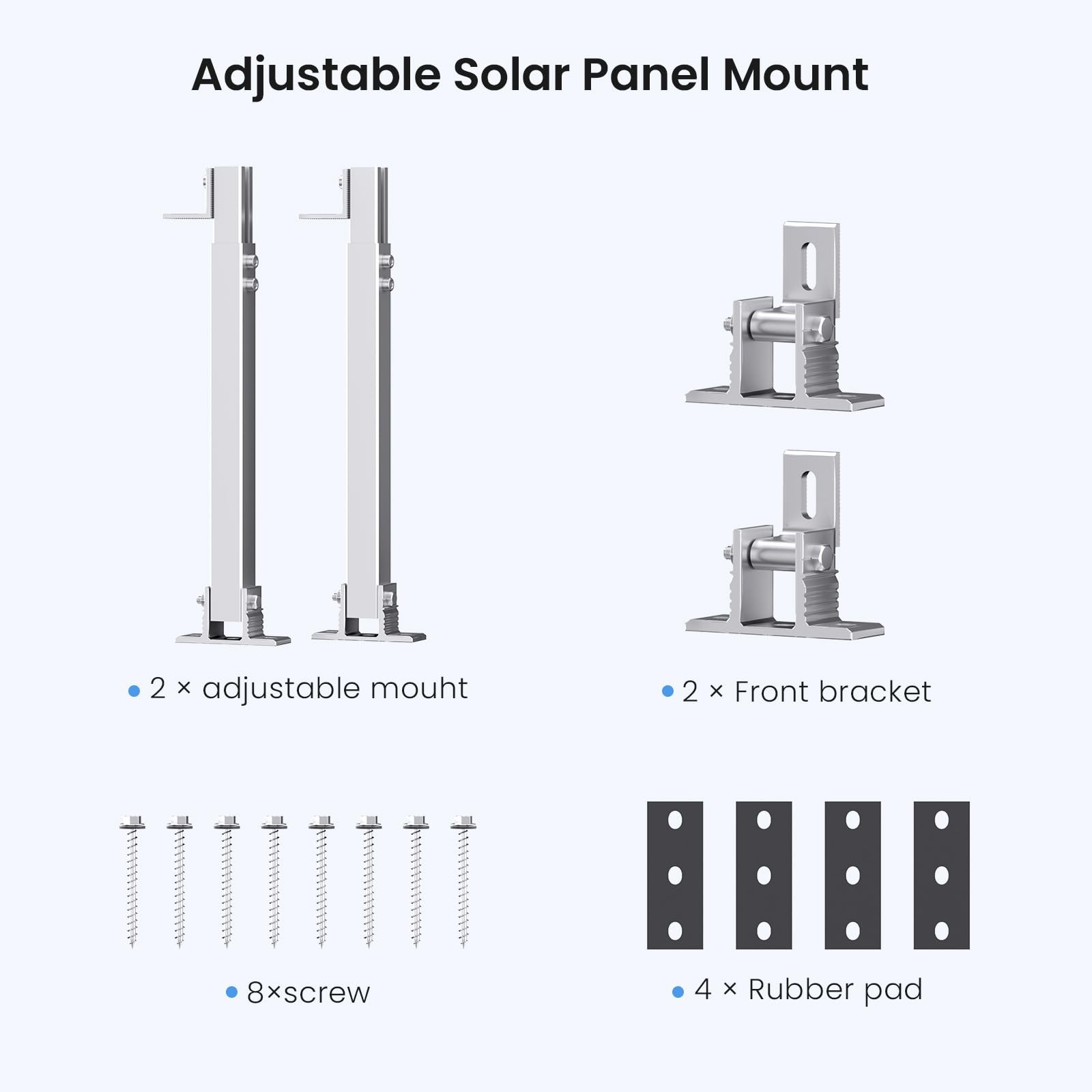 Adjustable Solar Panel Tilt Mount Brackets, Aluminum 1-Set