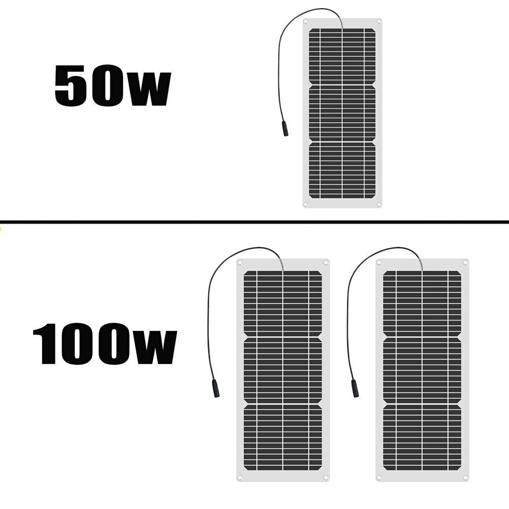 Solar Panel Flexible 18v 100W 50W /h / day With 10A 12V 24V Controller Car Charg