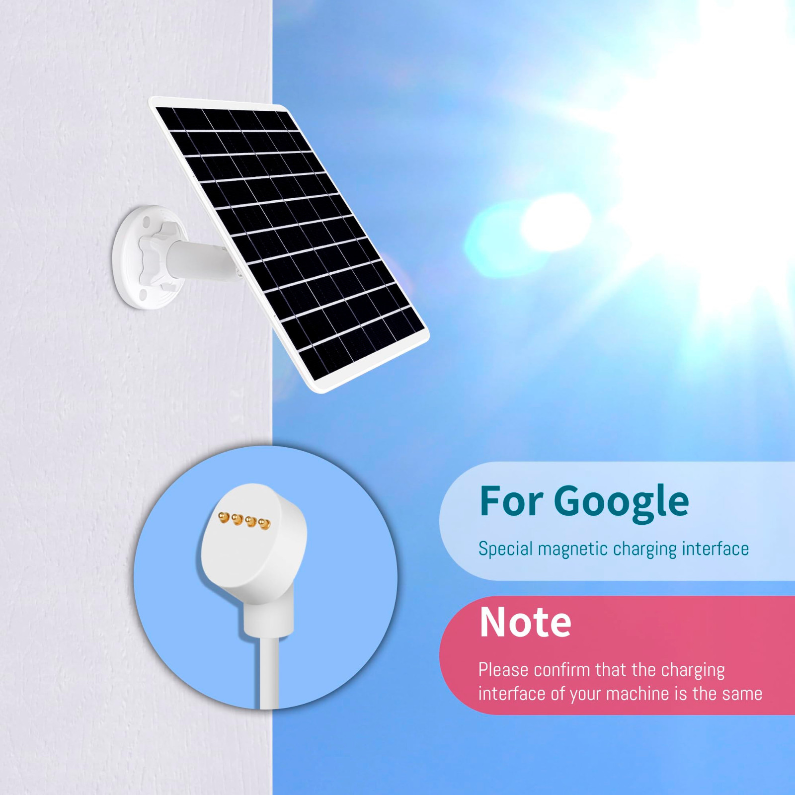 8W Solar Panel for Battery Security Camera w/ Indicator Light 13ft IP66