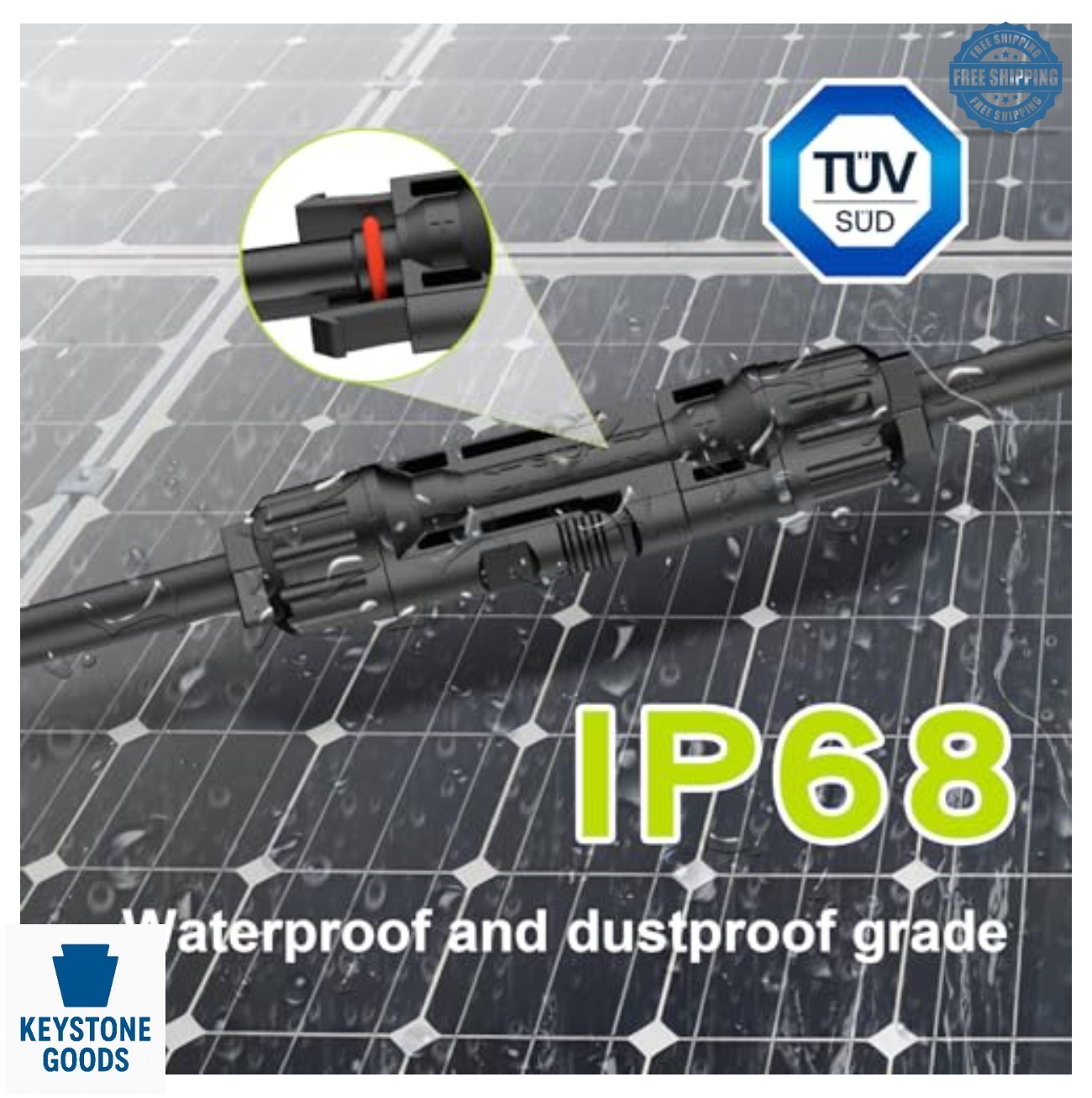 Solar Connectors 10 AWG IP68 Y Branch Parallel Adapter Tool Free 30A 1500V for