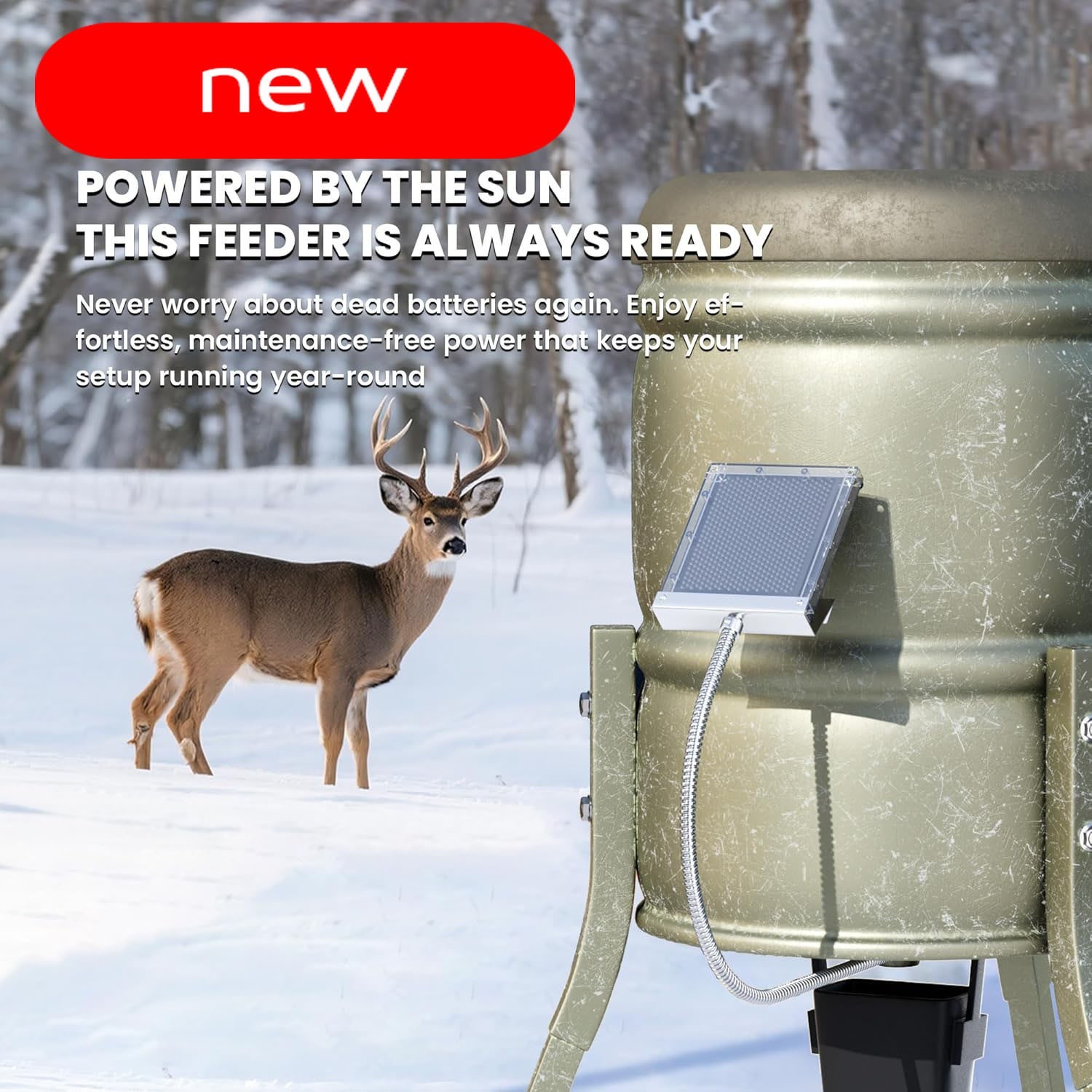 Panel solar de 12 V y 1,7 W para comedero de ciervos, impermeable, con soporte d