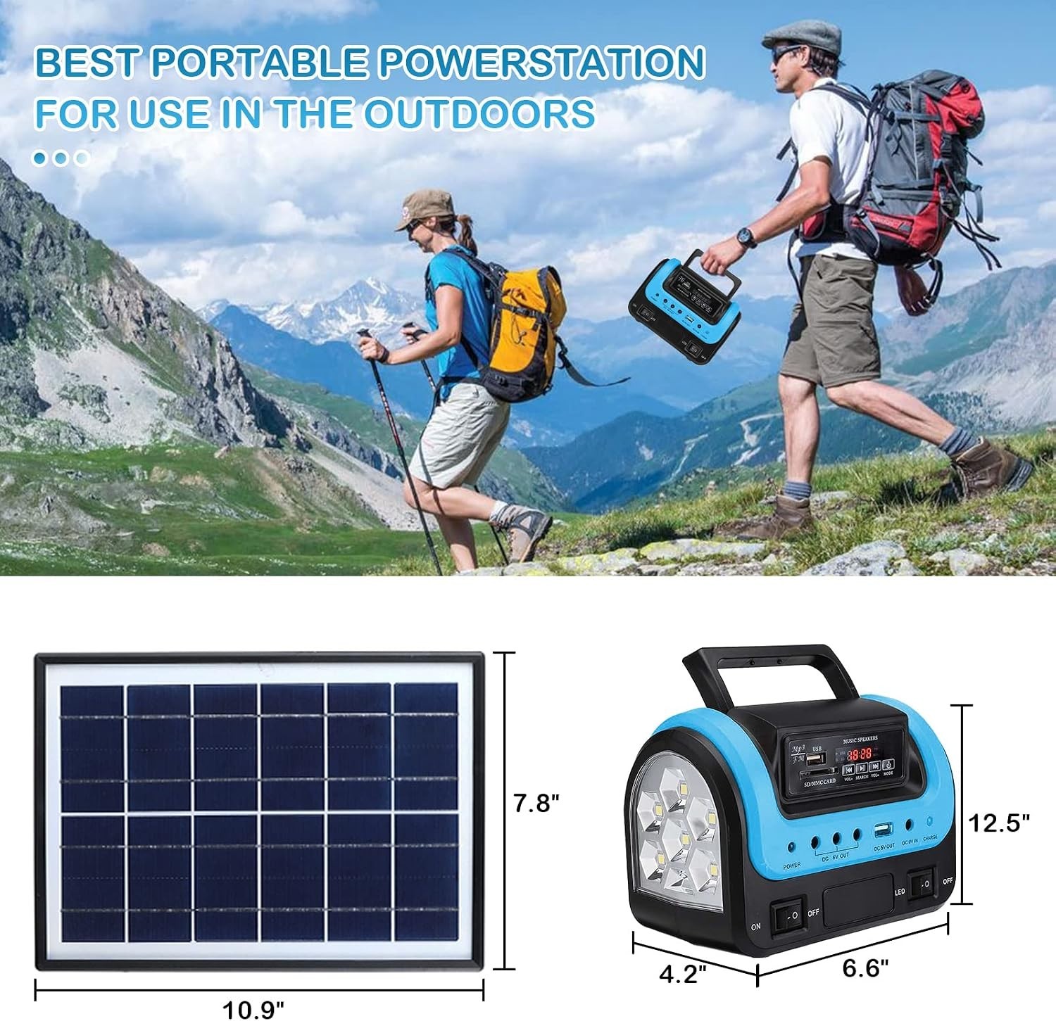 Emergency Solar Power Generator – 144W Portable Power Bank with LED Light