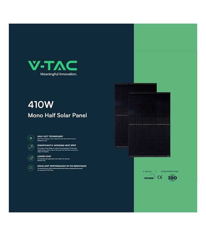 V-Tac 12.7 kW Solar Photovoltaic Panels 410W 108 Cells IP68 Frame Black