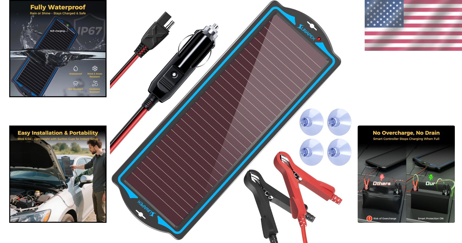 Durable 12V Solar Charging Kit with Built-in Controller – Ideal for RVs, Boats