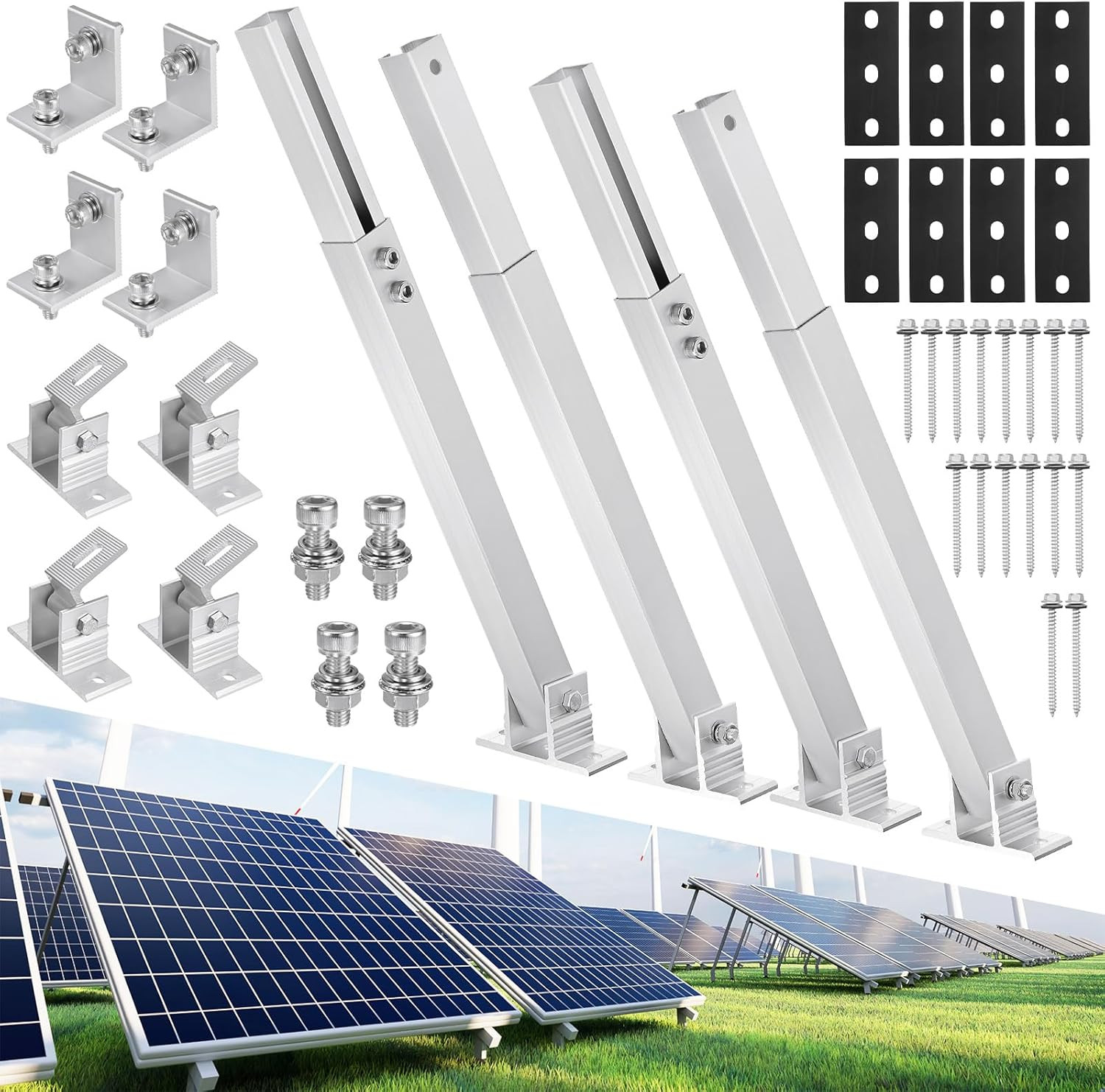 Adjustable Solar Panel Mount Brackets Kit for Roof, RV, Boat, Off-Grid