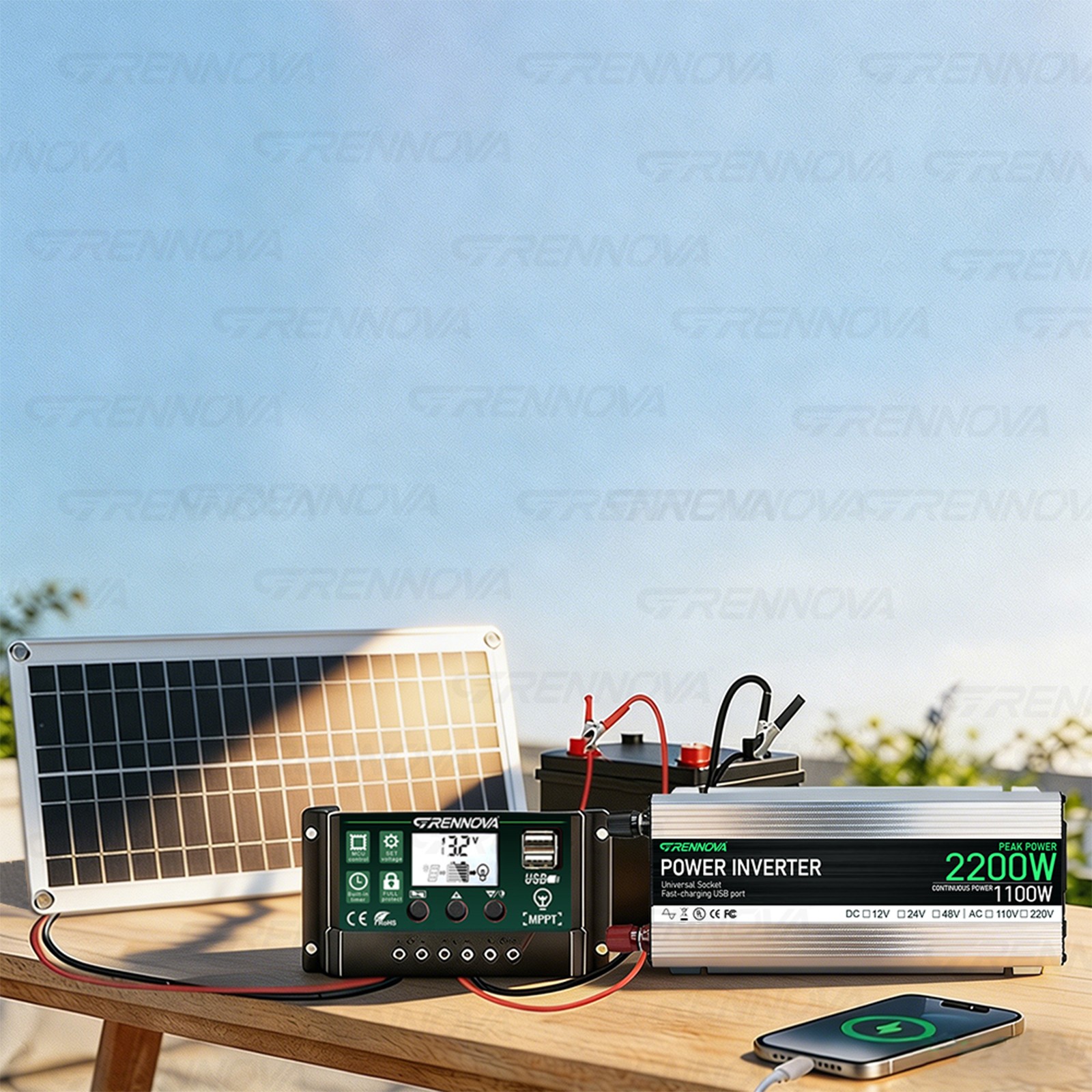 Grennova 2200W Eco Solar Kit 60A MPPT Off-Grid Home RV Backup