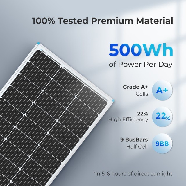 Renogy 1PCS Solar Panels 100 Watt 12 Volt, Monocrystalline PV (Compact Design)