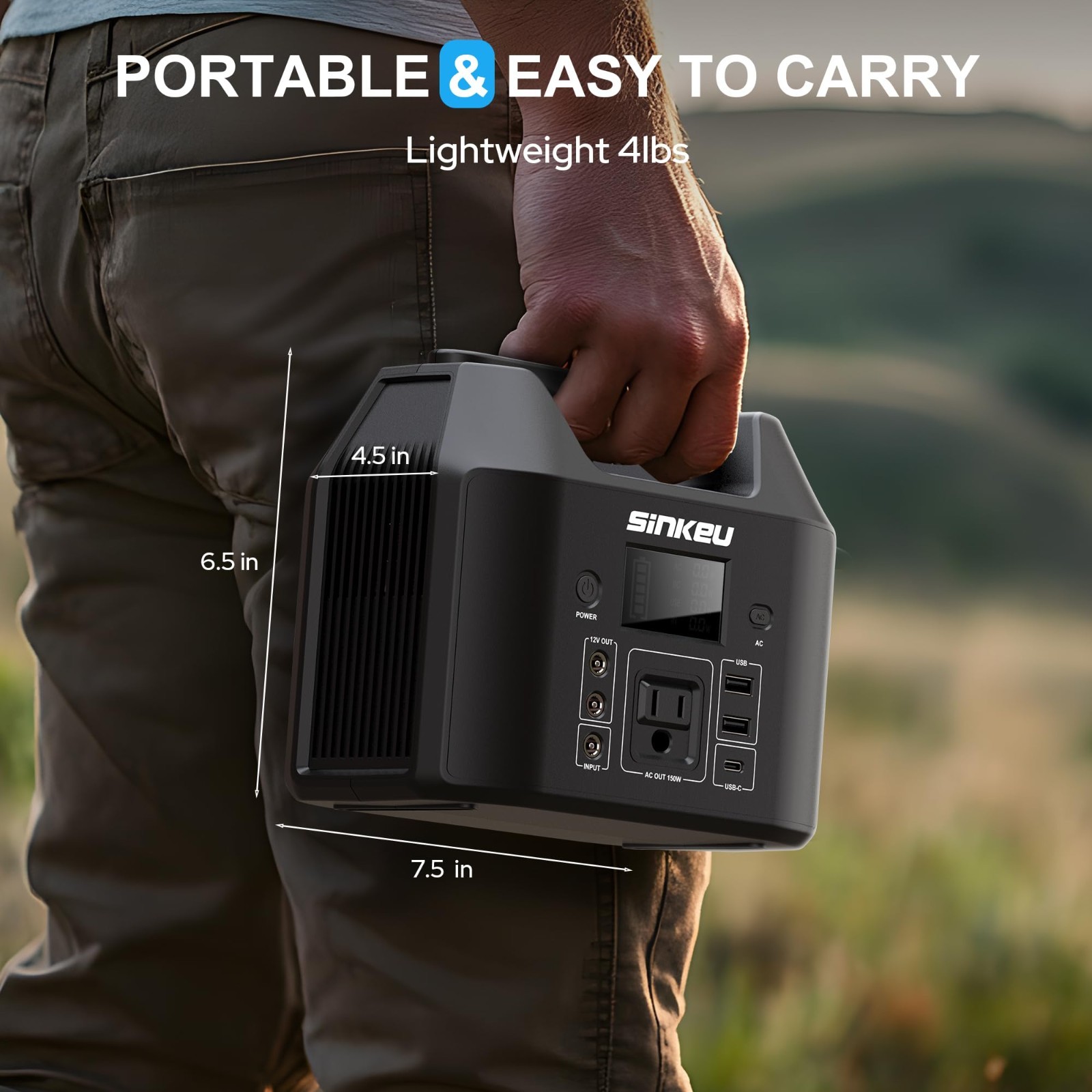 Portable Power Station 122.8Wh, LiFePO4 Solar Generator, 150W Power Bank for Cam