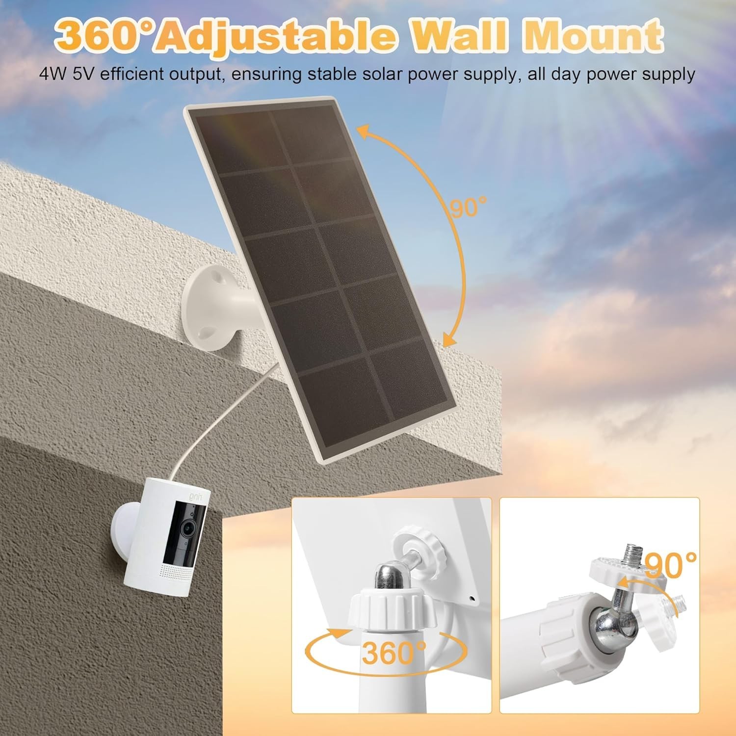 Ring Solar Panel Charger for Stick Up Cam & Spotlight Pro, 2-Pack, Waterproof