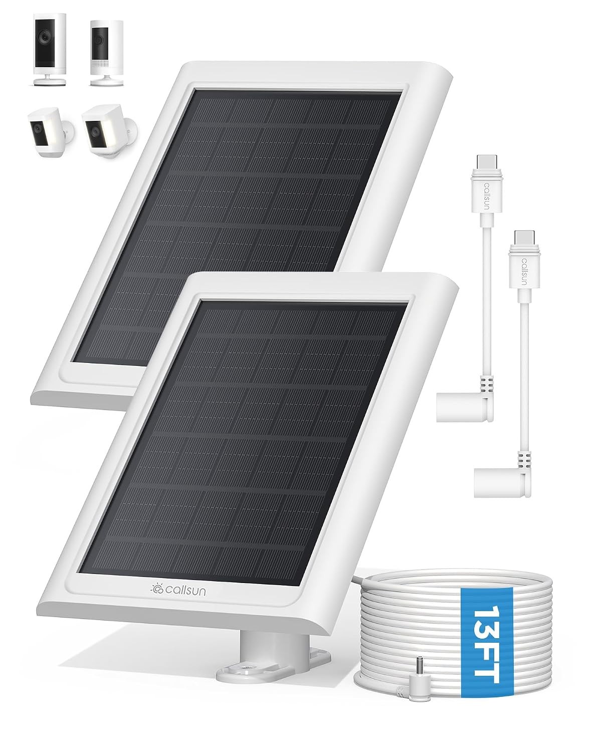 Solar Panel for Ring Camera, 2 Pack Solar Charger Compatible with Ring Stick Up