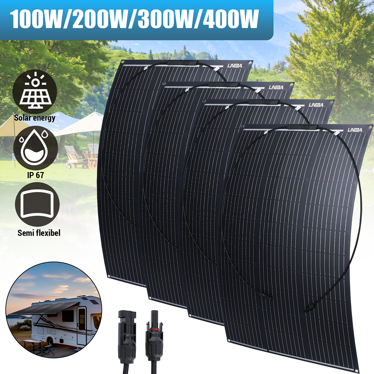 200 Watts Solar Panel Kit 12V 100A Battery Charger with Controller Caravan Boat