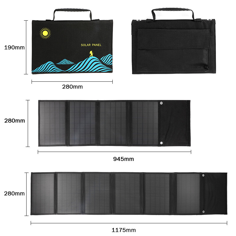 Portable Foldable Solar Panel Charger Power Supply USB DC For Phone Laptop Drone