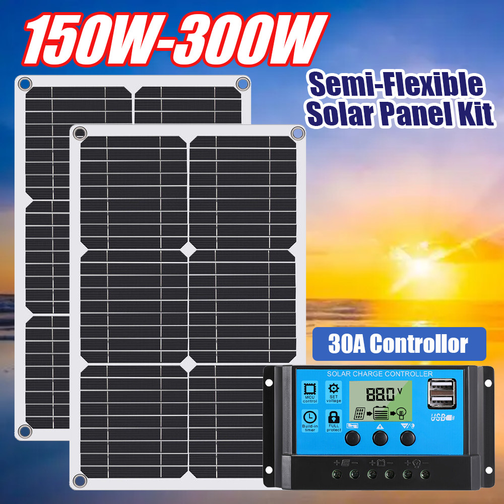 300 Watt 12Volt for RV Off Grid Solar Panel Kit with 30A Controller Solar Panels