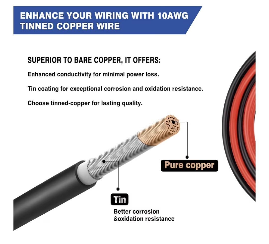 SAE Extension Cable 10AWG 1 FT Quick Disconnect Wire Harness with SAE Adapter